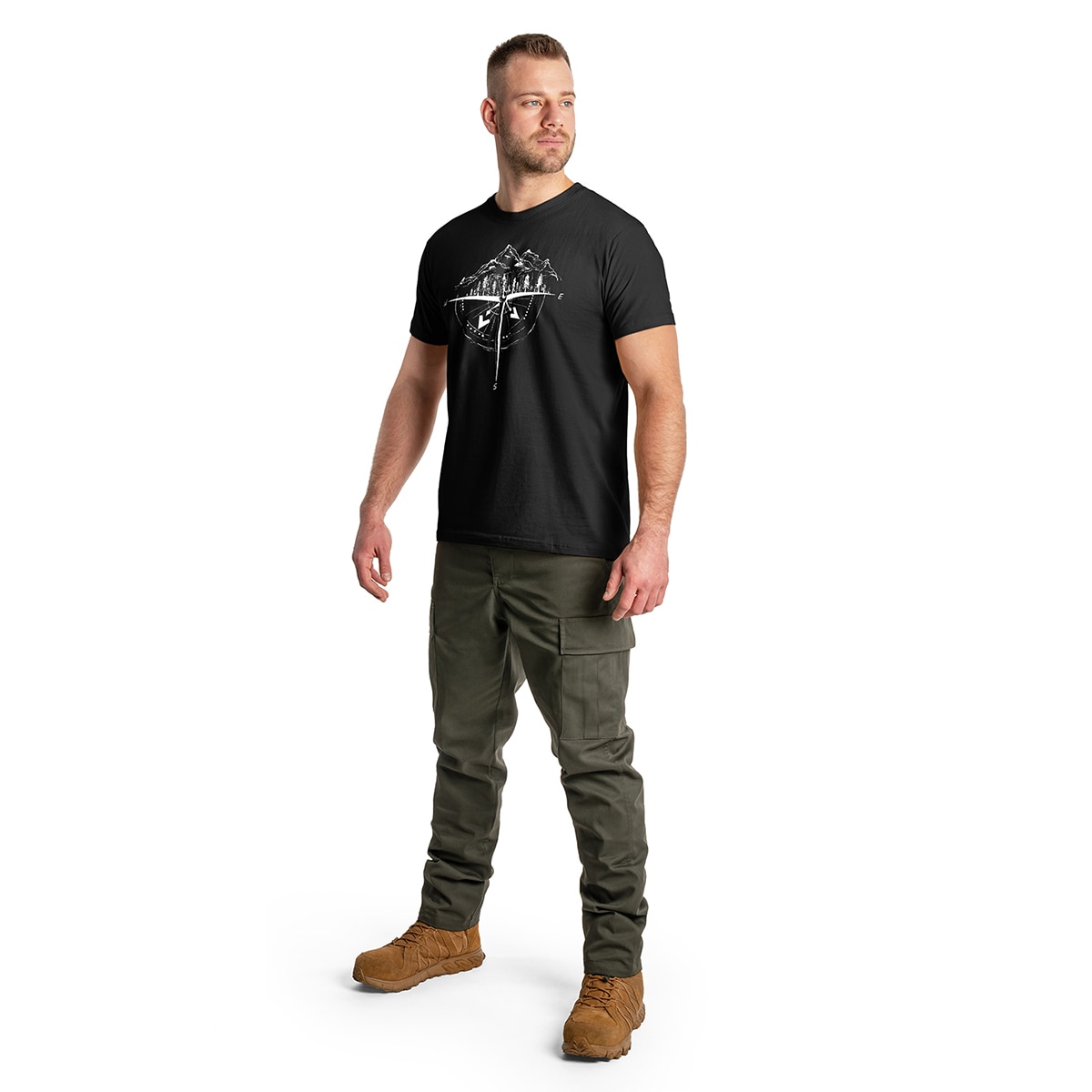 Tričko TigerWood Róża Wiatrów - Černé