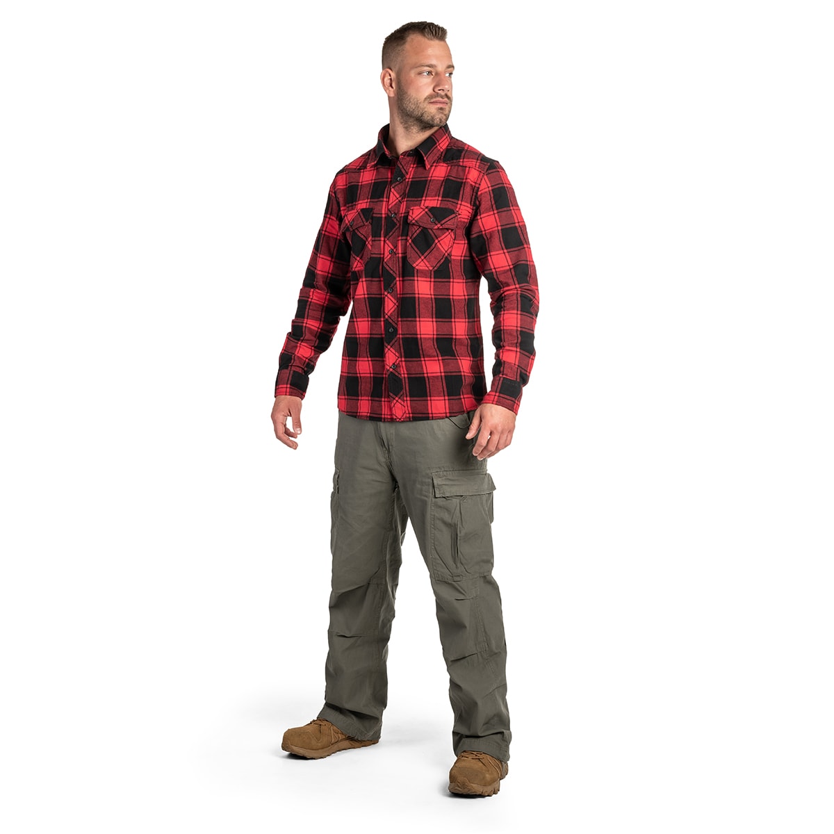 Košile Brandit Check Shirt - Red/Black
