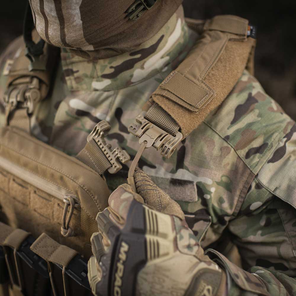 Taktická vesta typu Plate Carrier M-Tac Cuirass Fast QRS - Coyote - pro pláty Medium