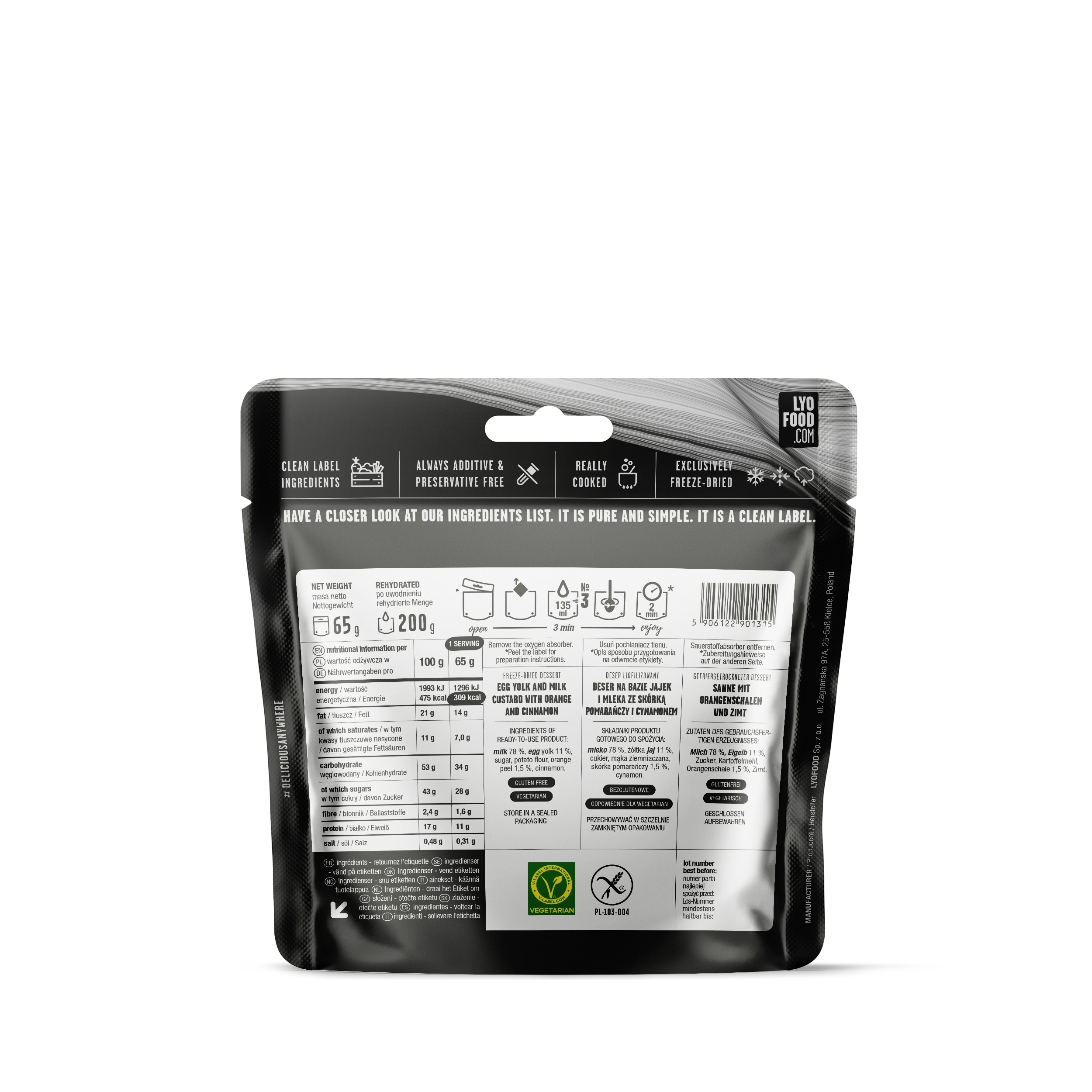 Lyofilizované jídlo LYOFOOD Krém katalánský 65 g/309 kcal