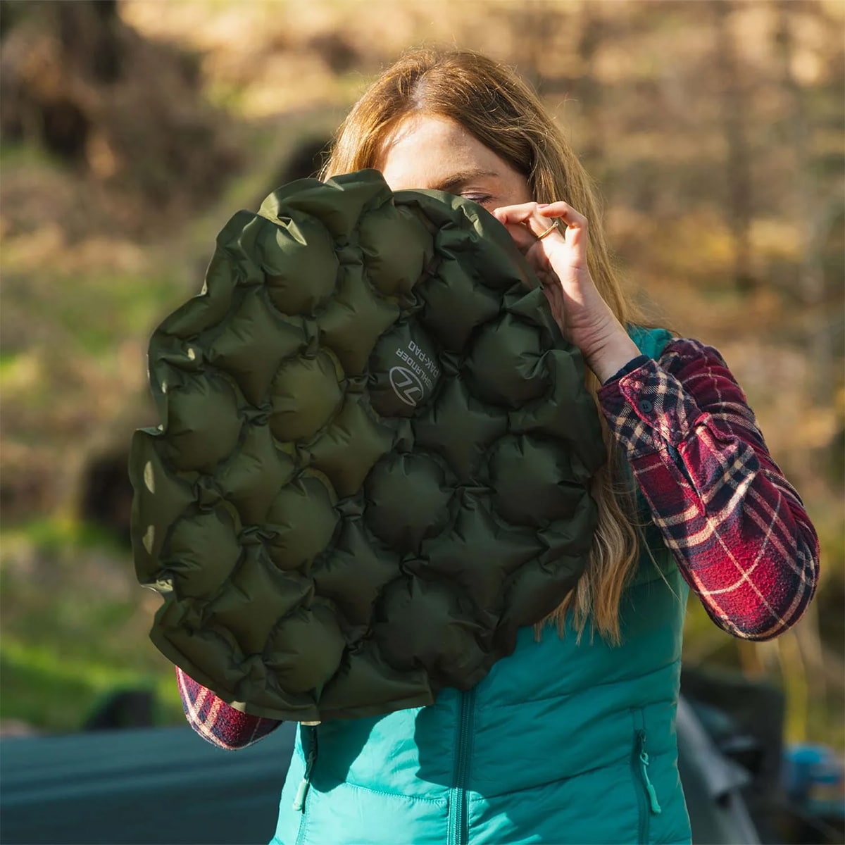 Nafukovací sedací podložka Highlander Outdoor Pak-Pad – olivová