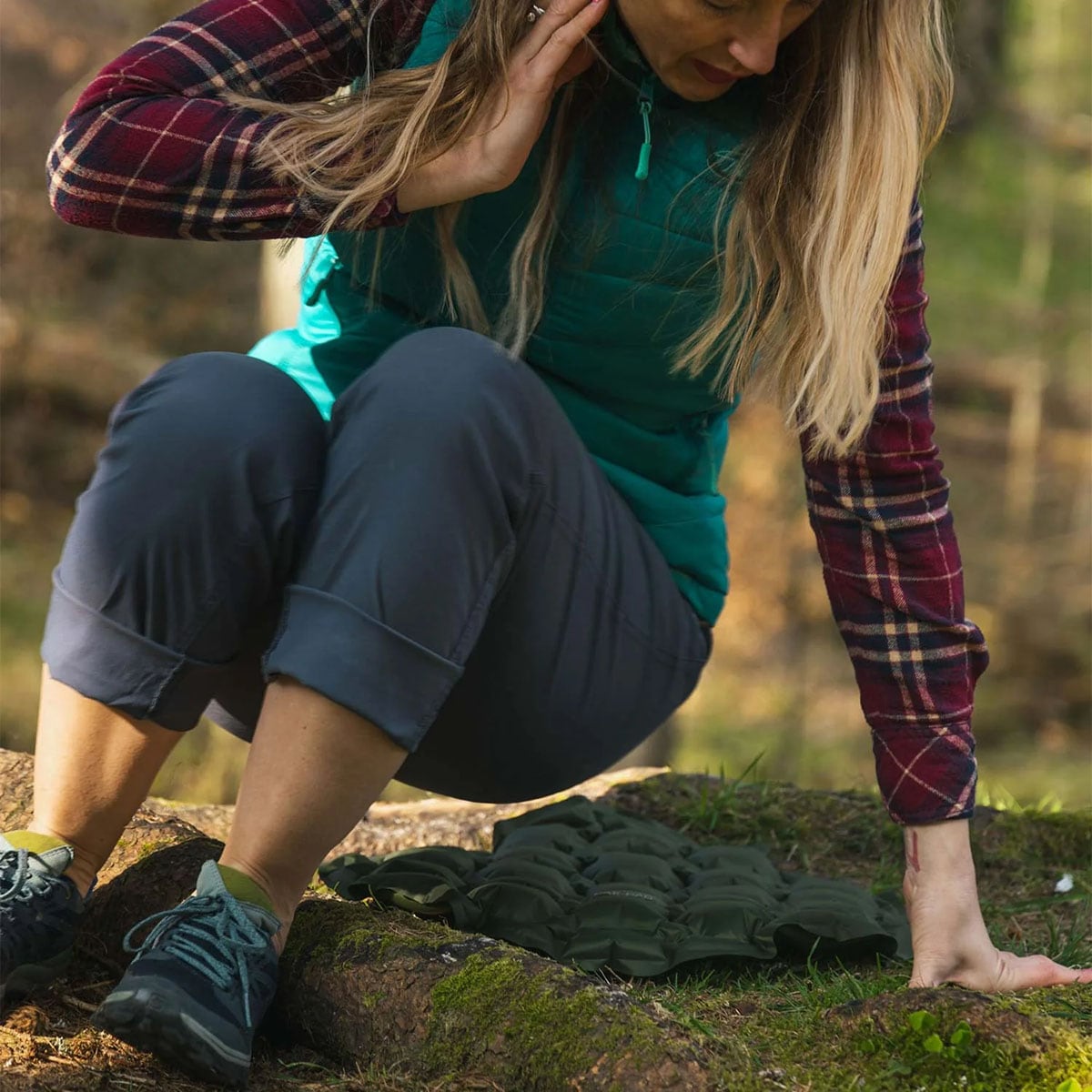 Nafukovací sedací podložka Highlander Outdoor Pak-Pad – olivová