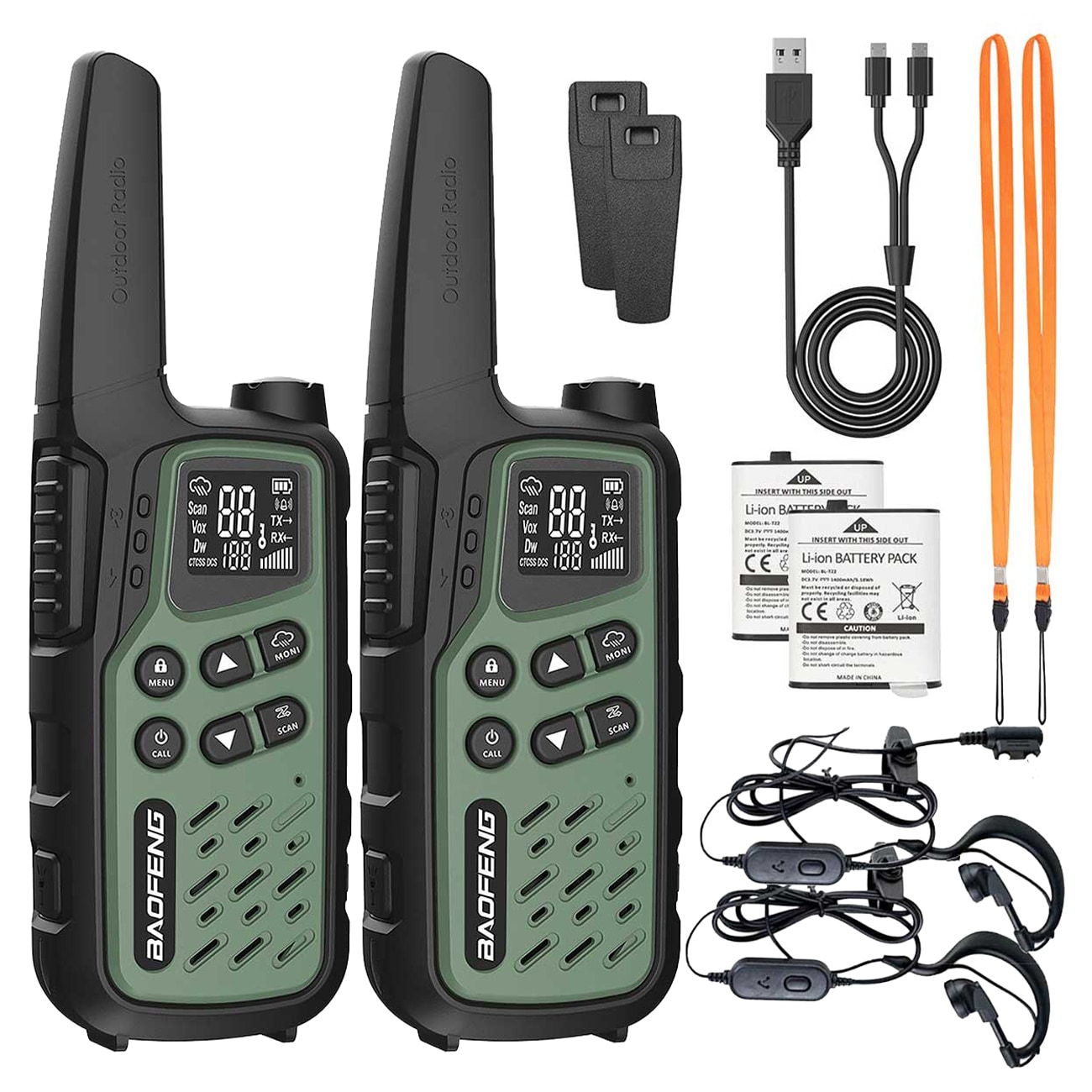 Vysílačka Baofeng BF-T25E PMR 2 ks - Green