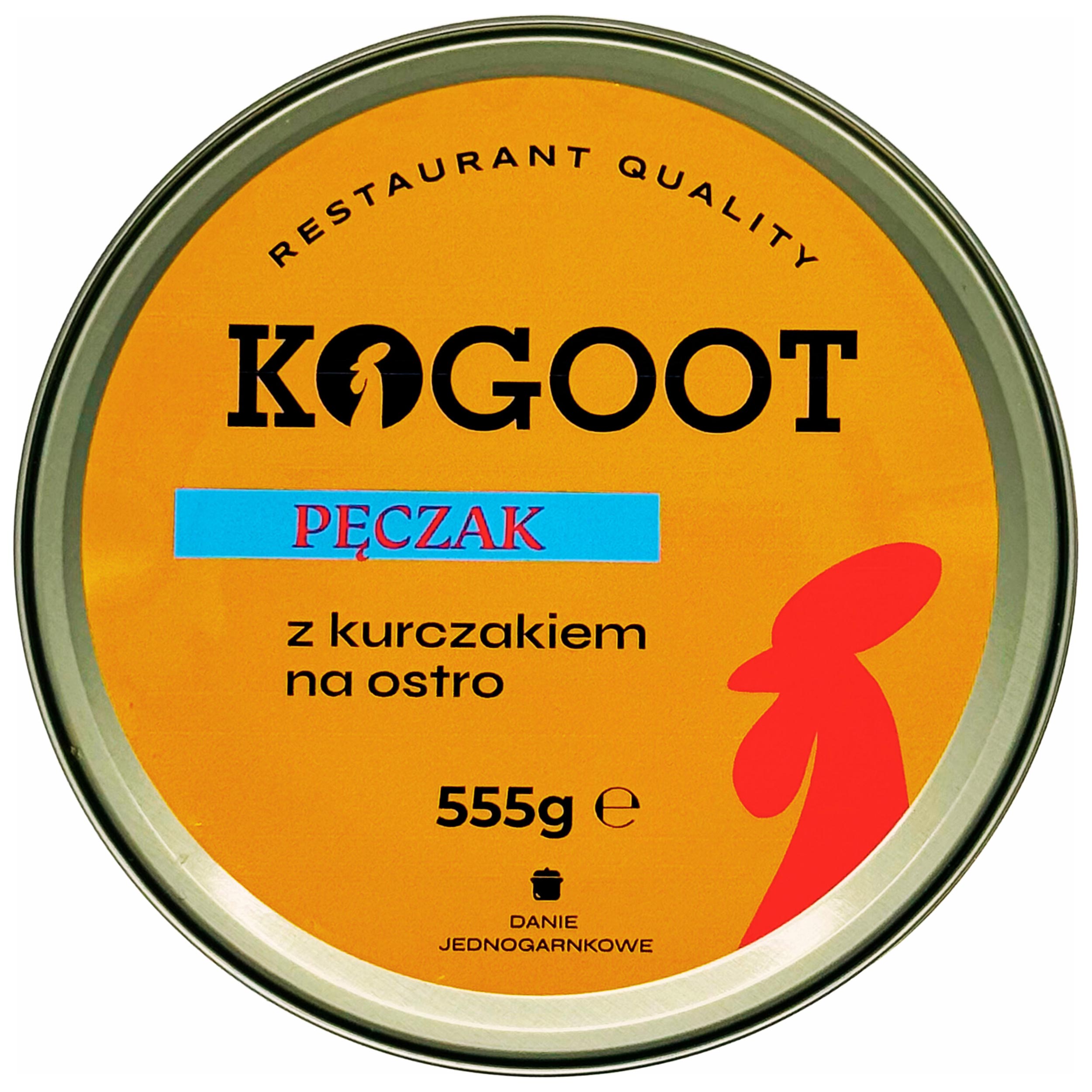 Konzervované potraviny Kogoot – Ječmen s pikantním kuřecím masem 555 g