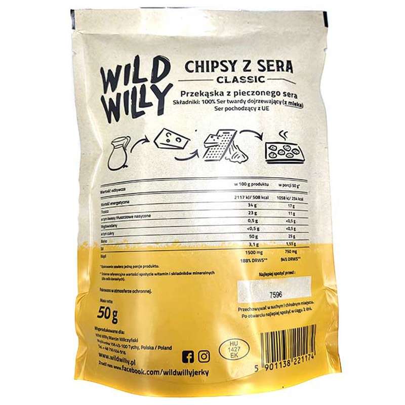 Sýrové brambůrky Wild Willy Classic 50 g