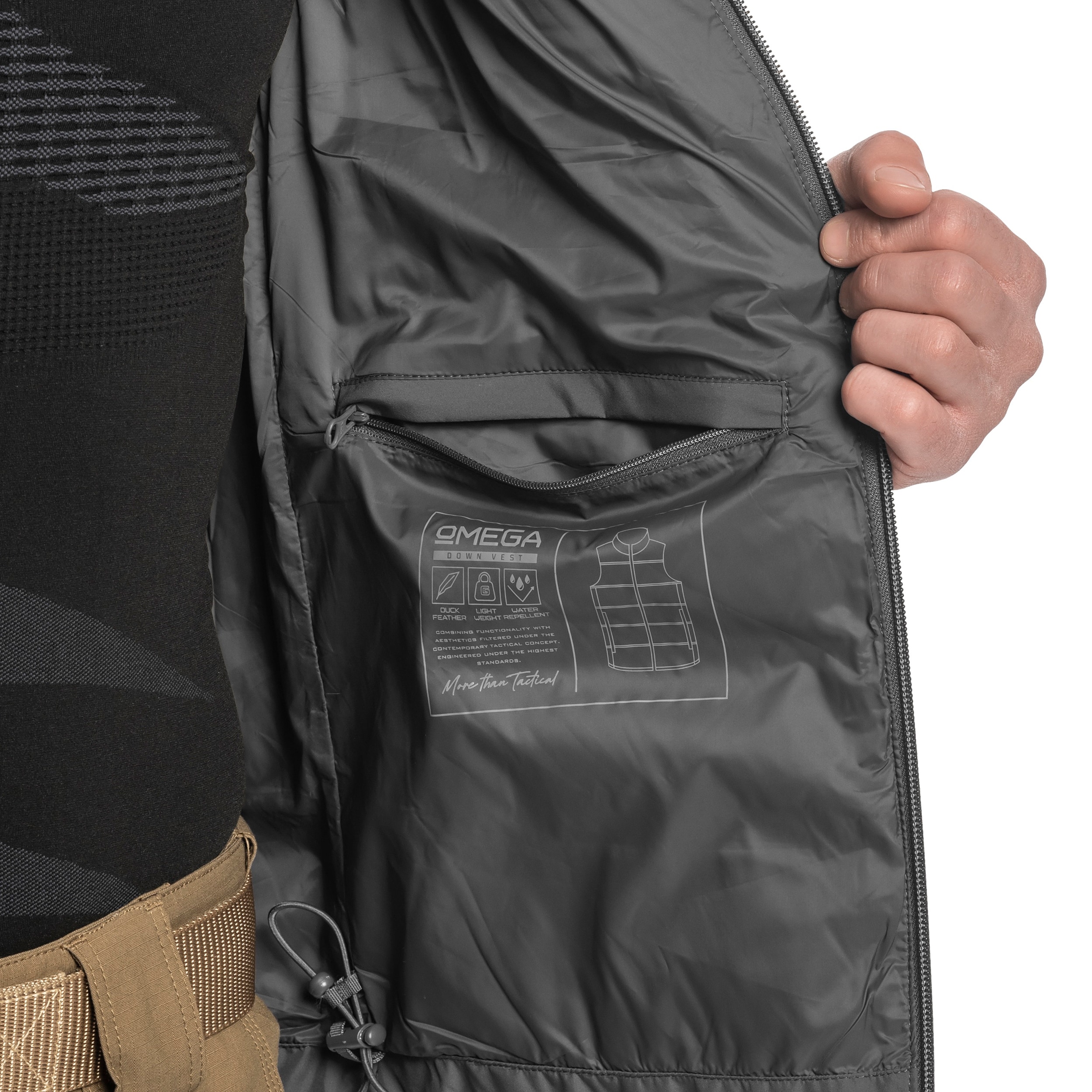 Bezrukávník Pentagon Omega Down – Cinder Grey