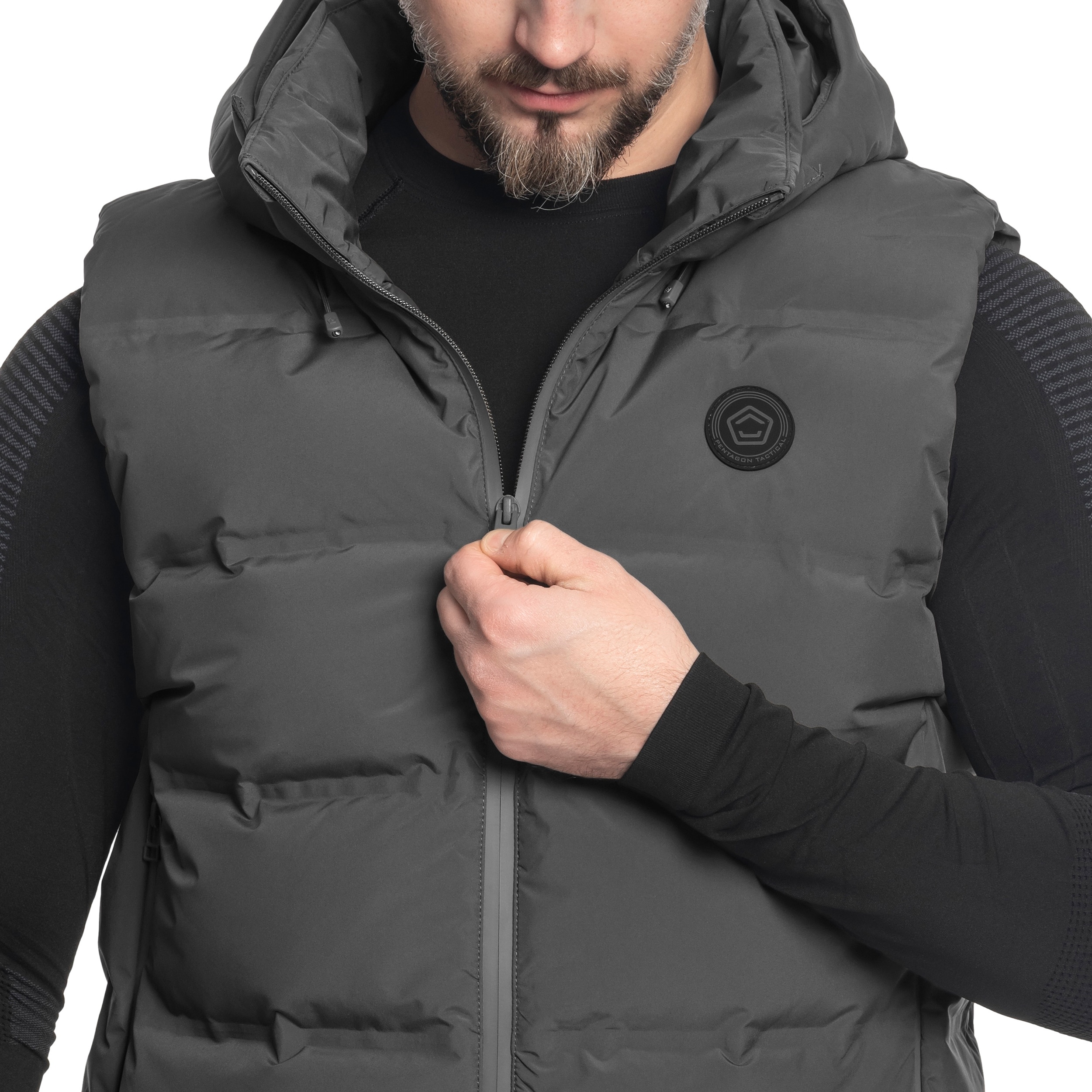 Bezrukávník Pentagon Omega Down – Cinder Grey