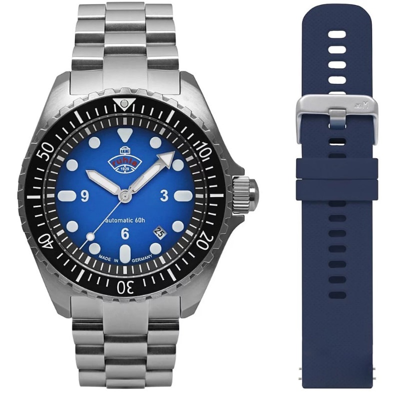 Hodinky Ruhla NVA Kommando Minentaucher Automatic Set Blue