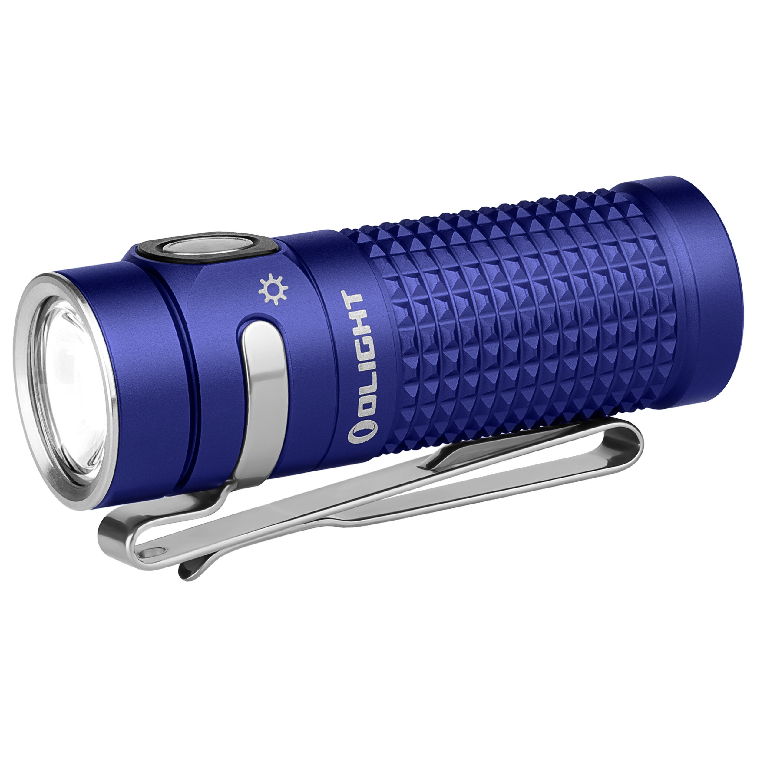 Svítilna Olight Baton 4 Premium Edition Regal Blue s bezdrátovým nabíjecím pouzdrem - 1300 lumenů
