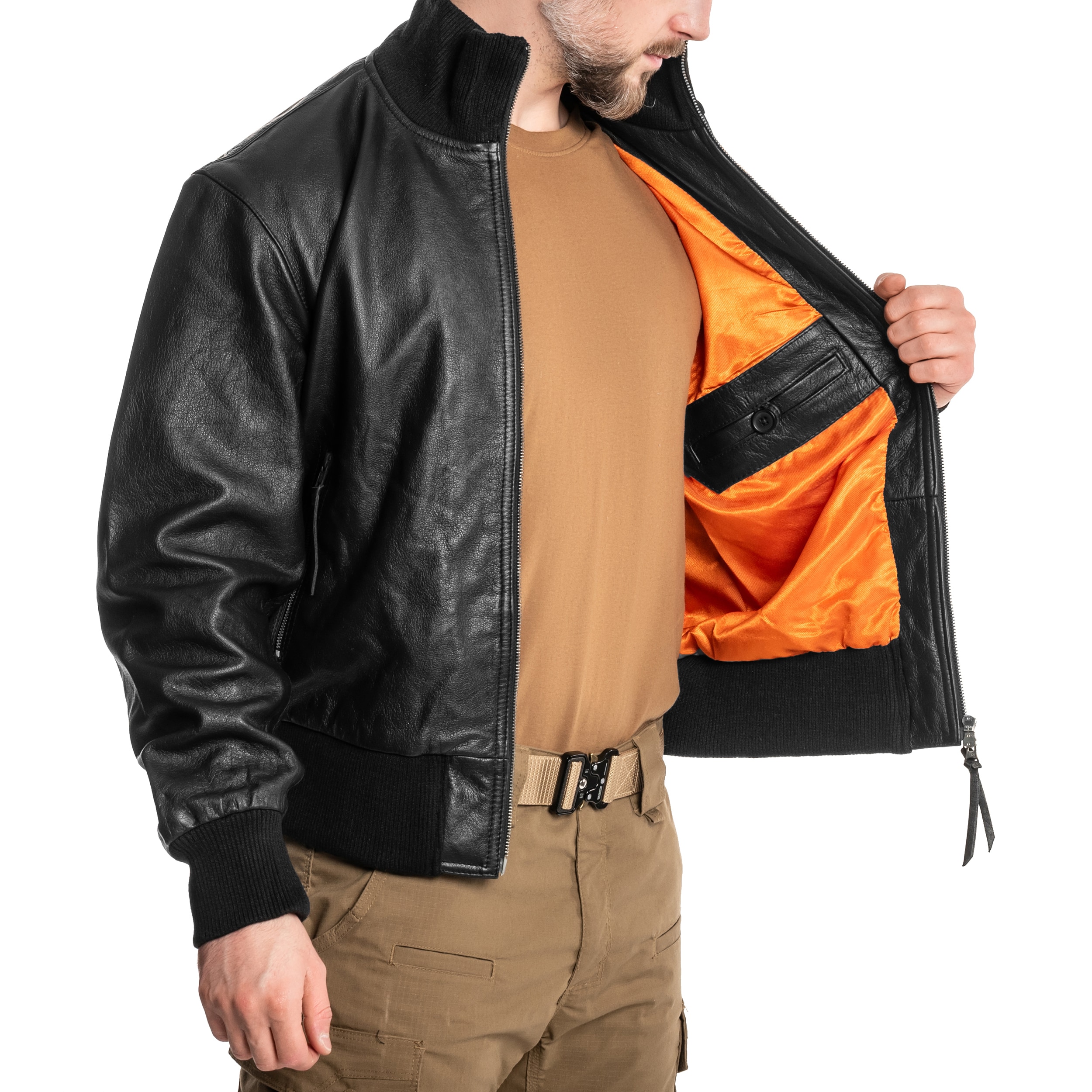 Kožená bunda Mil-Tec BW German Leather Flight Jacket - Black