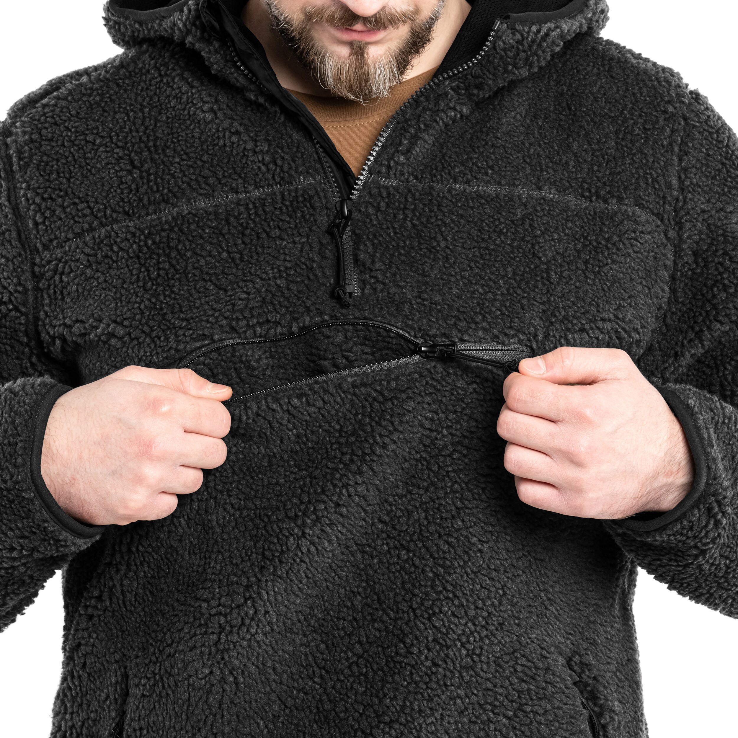 Fleesový pulovr Brandit Teddyfleece Worker Pullover - Black