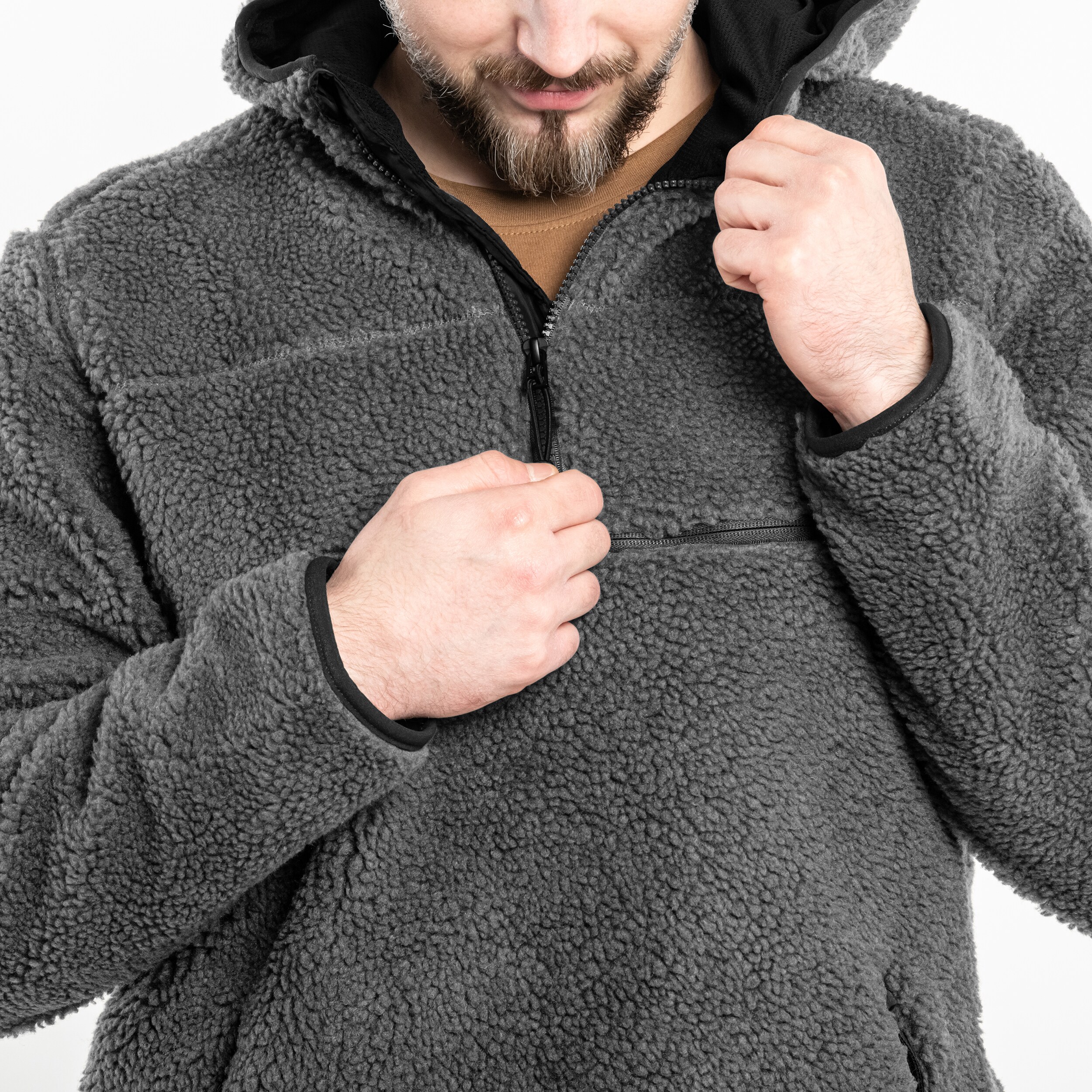 Fleesový pulovr Brandit Teddyfleece Worker Pullover - Anthracite
