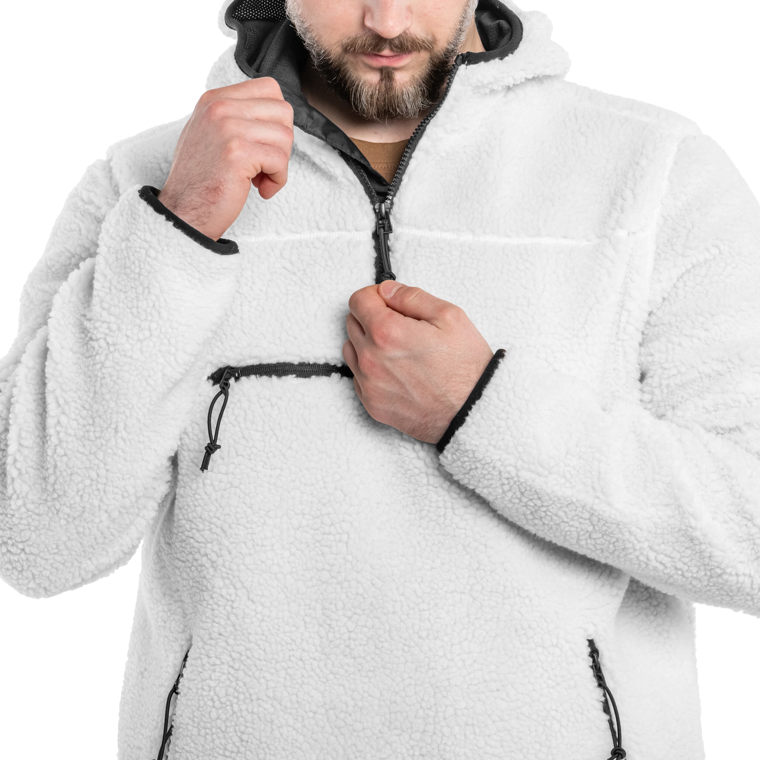 Fleesový pulovr Brandit Teddyfleece Worker Pullover - White