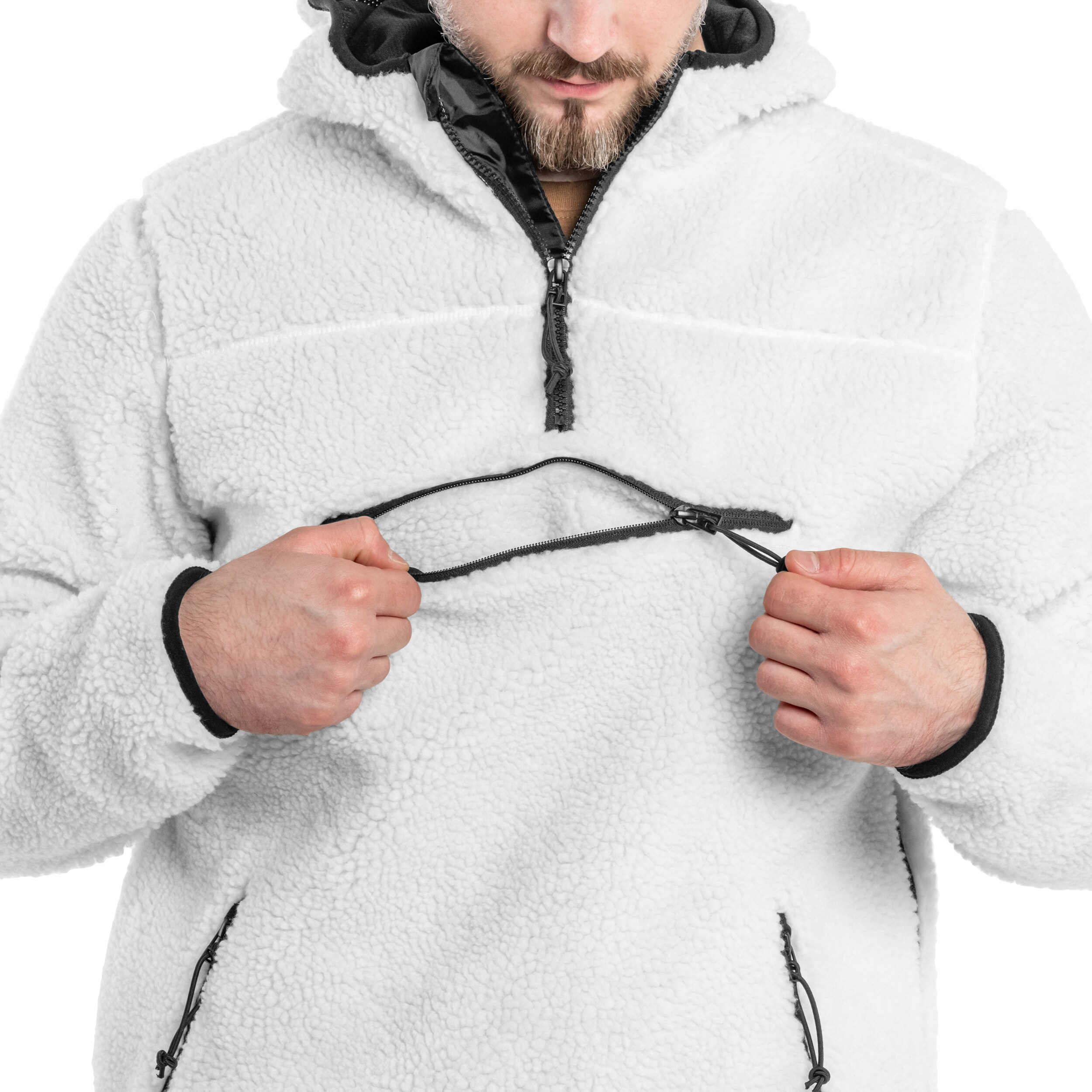 Fleesový pulovr Brandit Teddyfleece Worker Pullover - White