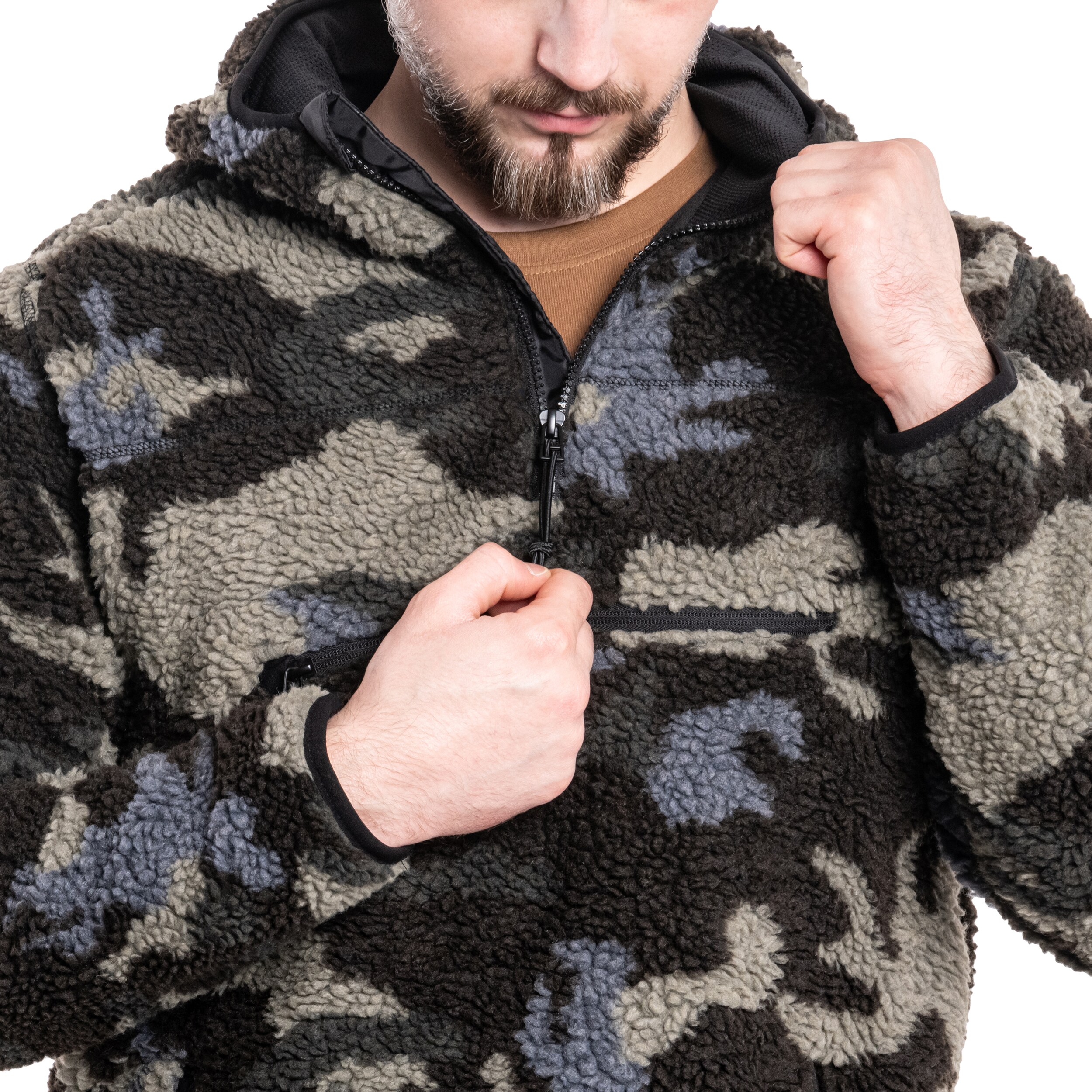 Fleesový pulovr Brandit Teddyfleece Worker Pullover - Dark Camo