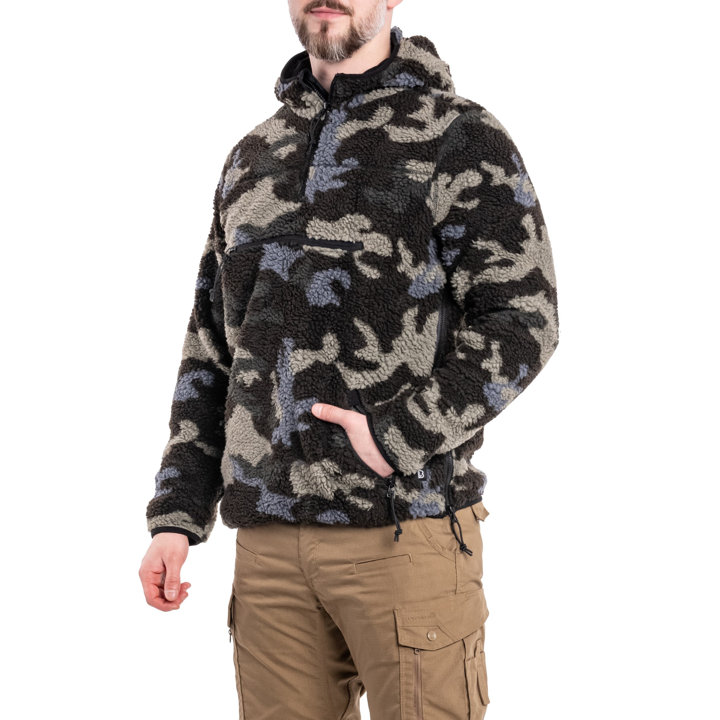 Fleesový pulovr Brandit Teddyfleece Worker Pullover - Dark Camo