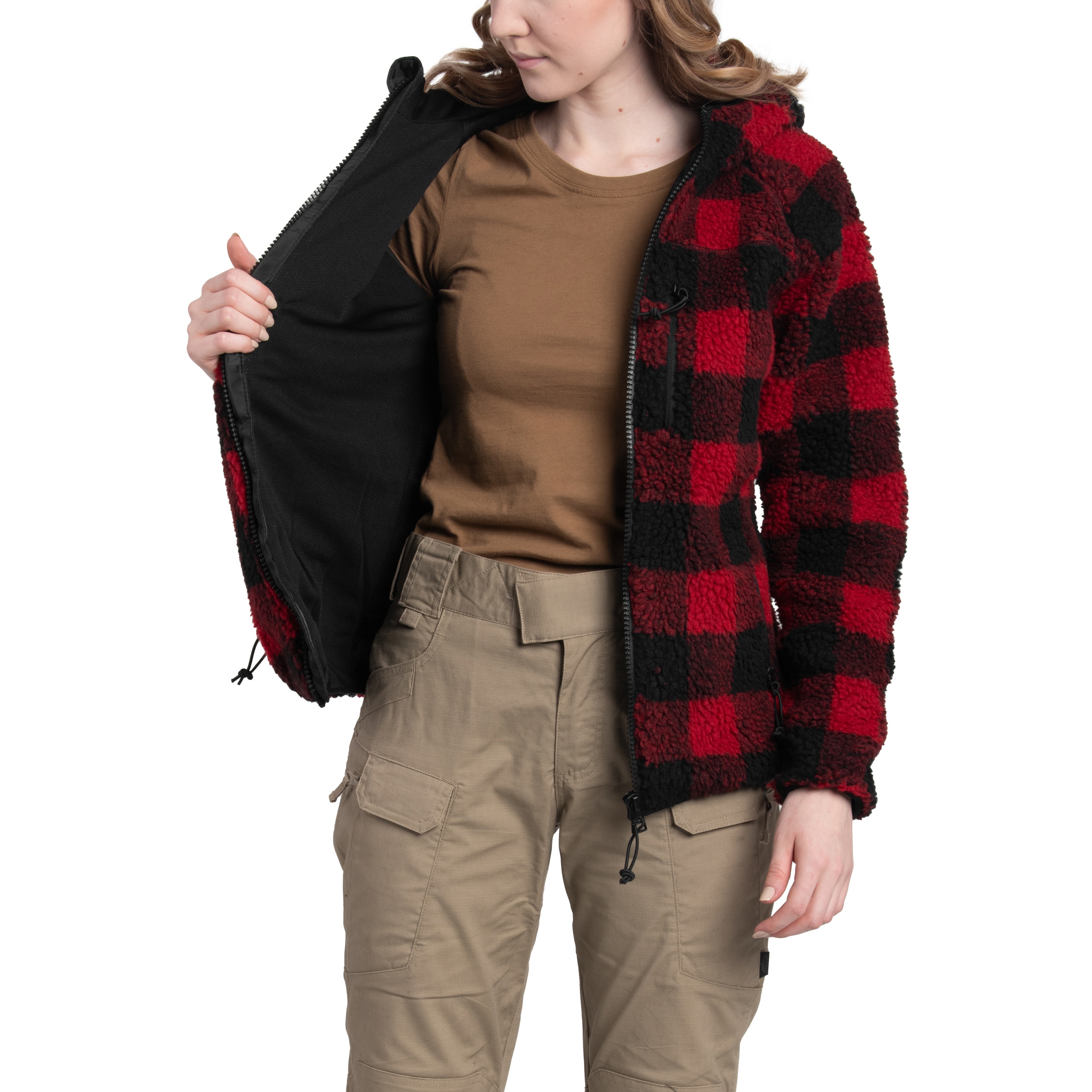 Dámská bunda Brandit Teddyfleece Jacket - Red/Black