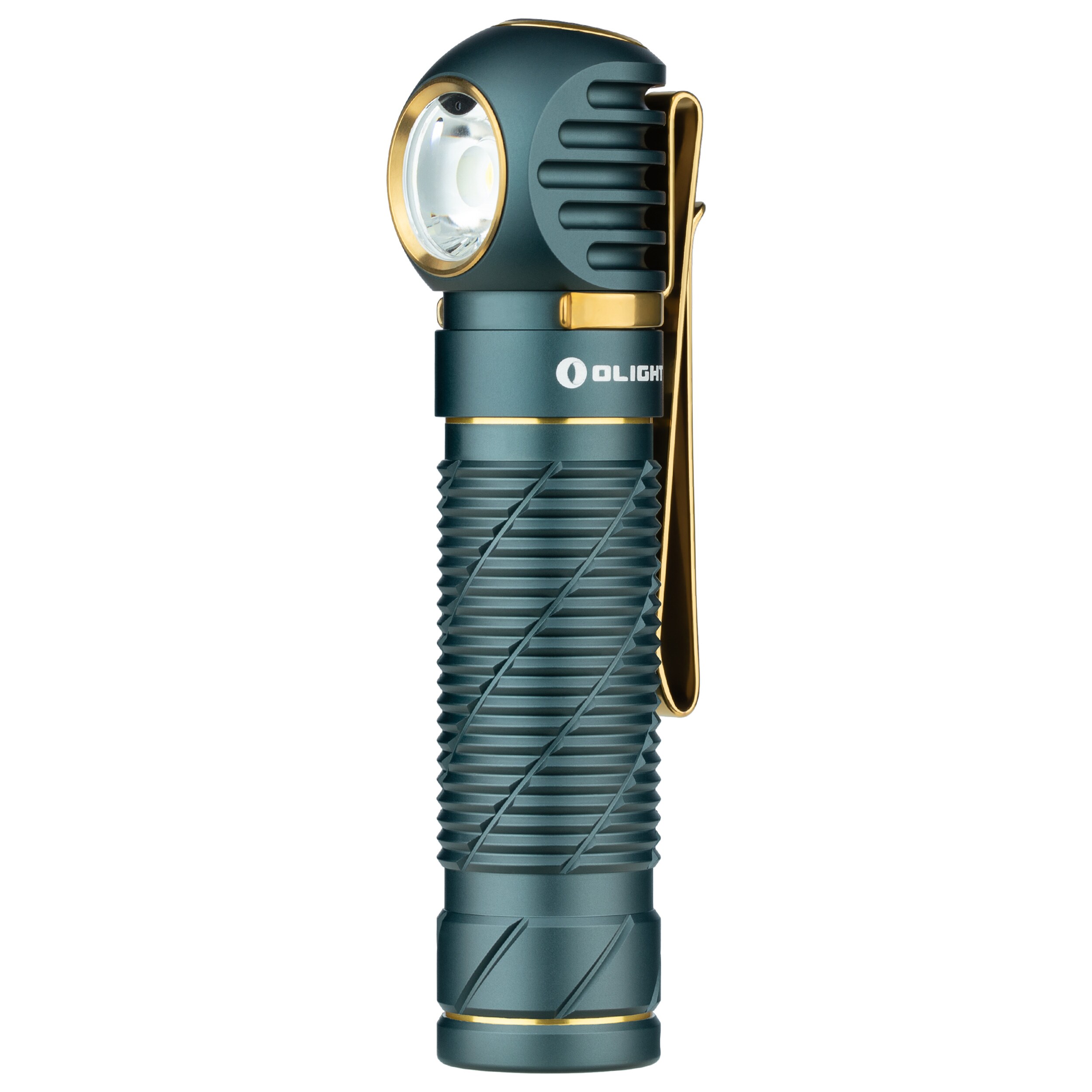 Svítilna čelová a úhlová Olight Perun 2 Cool White Kit Dream Blue s páskem - 2500 lumenů