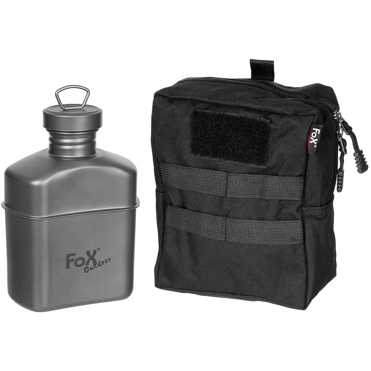 Titanová čutora MFH Fox Outdoor s obalem 1 l