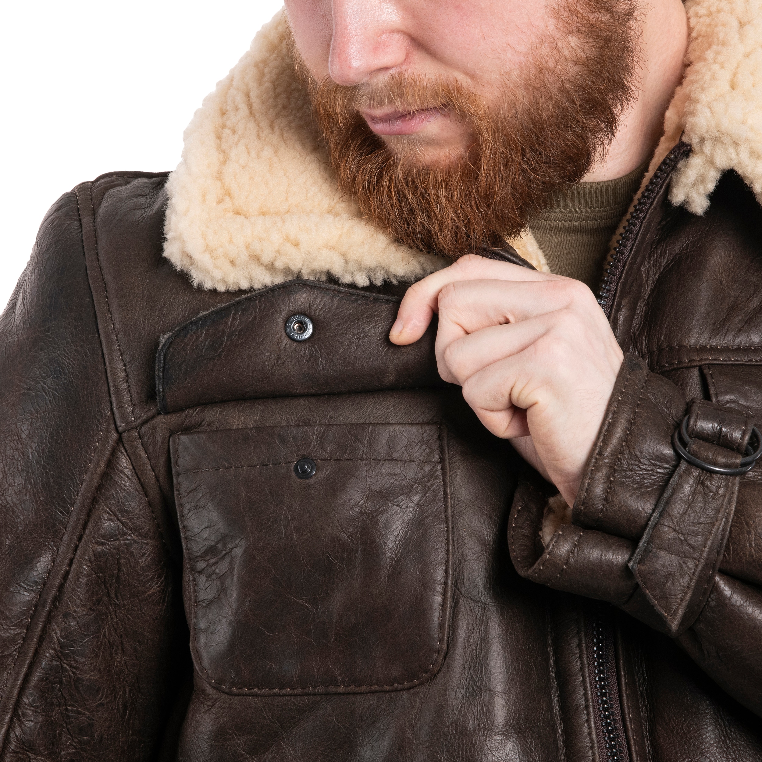 Kožená bunda Mil-Tec US Navy A4 Sheepskin - Brown