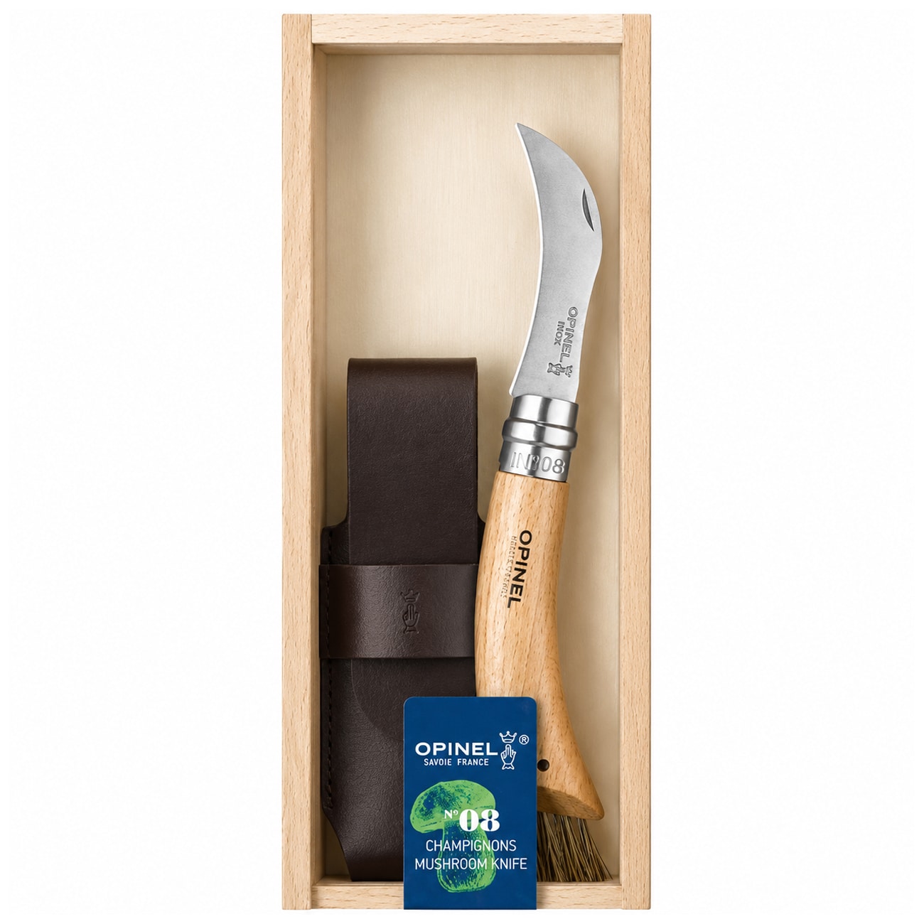 Skládací nůž Opinel č.8 Mushroom na sběr hub s pouzdrem
