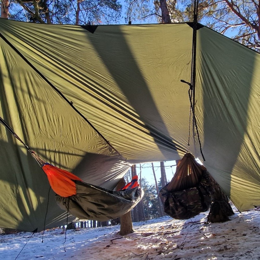 Bivakovací plachta Bushmen Easy Tarp 4 × 4 m – Green