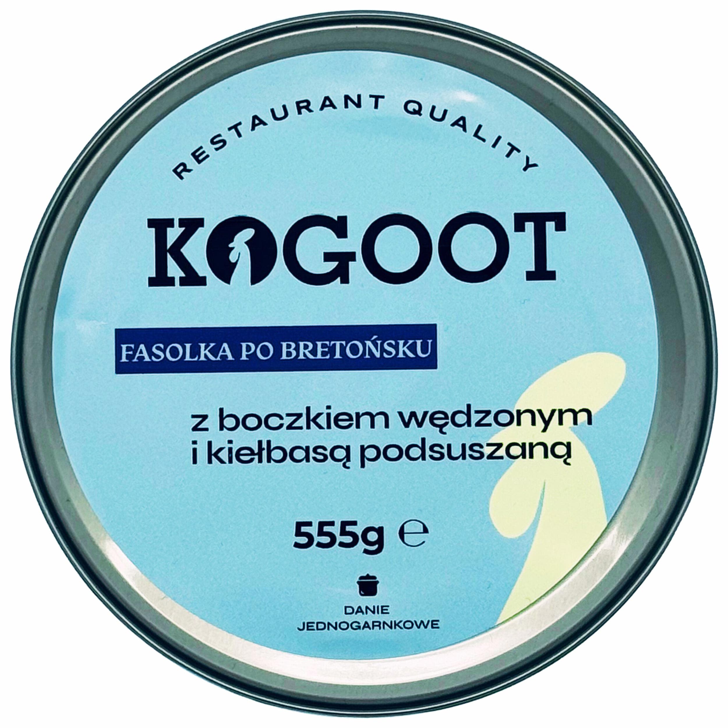 Konzervované potraviny Kogoot – Fazole po bretaňsku s uzeným slaninou a klobásou 555 g