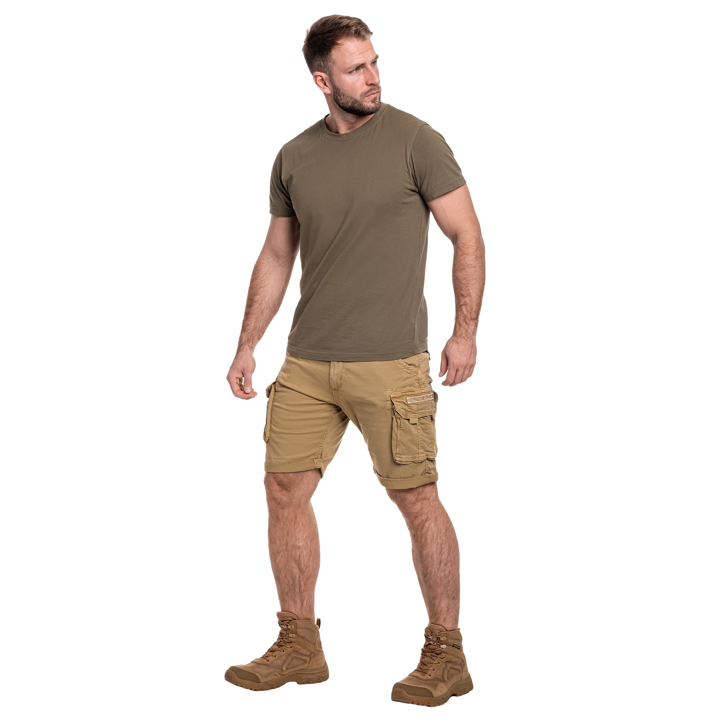 Kraťasy Alpha Industries Crew Short – Khaki