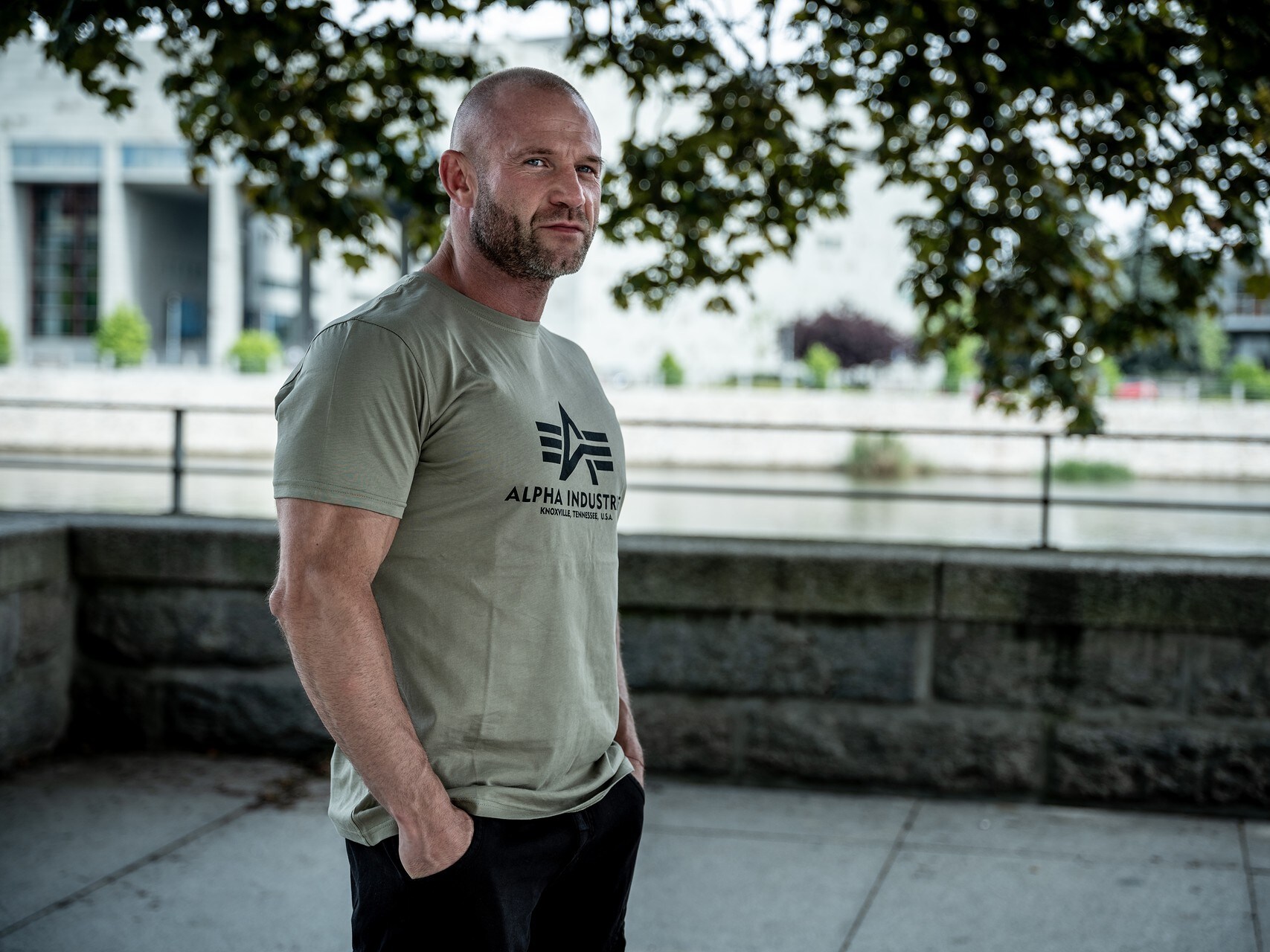 Tričko Alpha Industries Basic - Olive/Camo