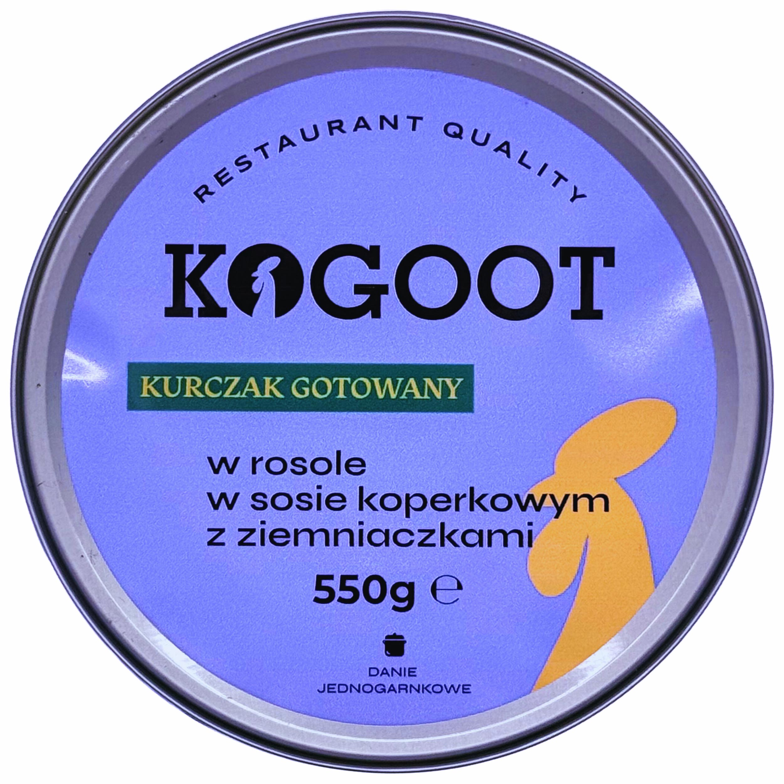 Konzervované potraviny Kogoot – Kuře vařené v polévce s koprovou omáčkou a bramborami 550 g