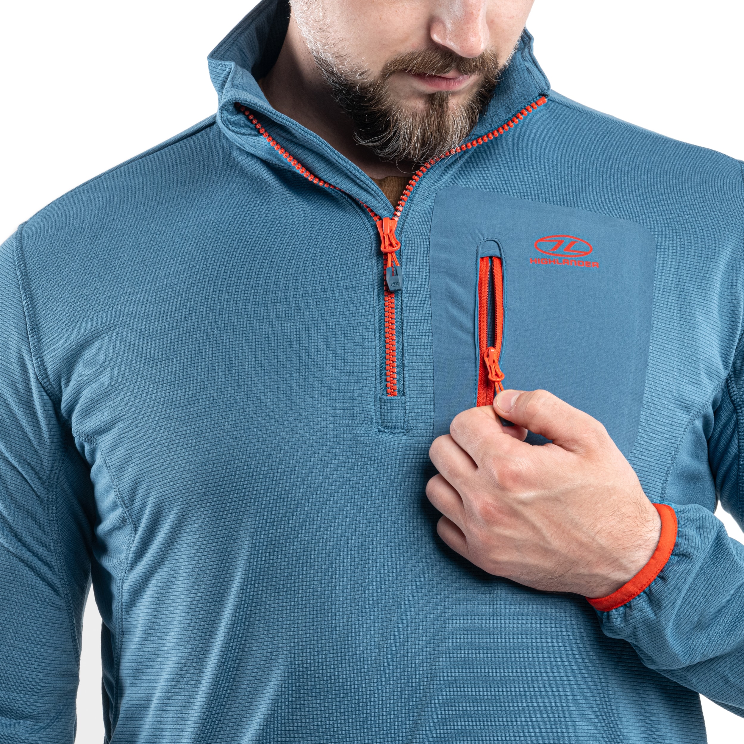 Fleesová mikina Highlander Outdoor Hirta Grid Fleece – Steel Blue