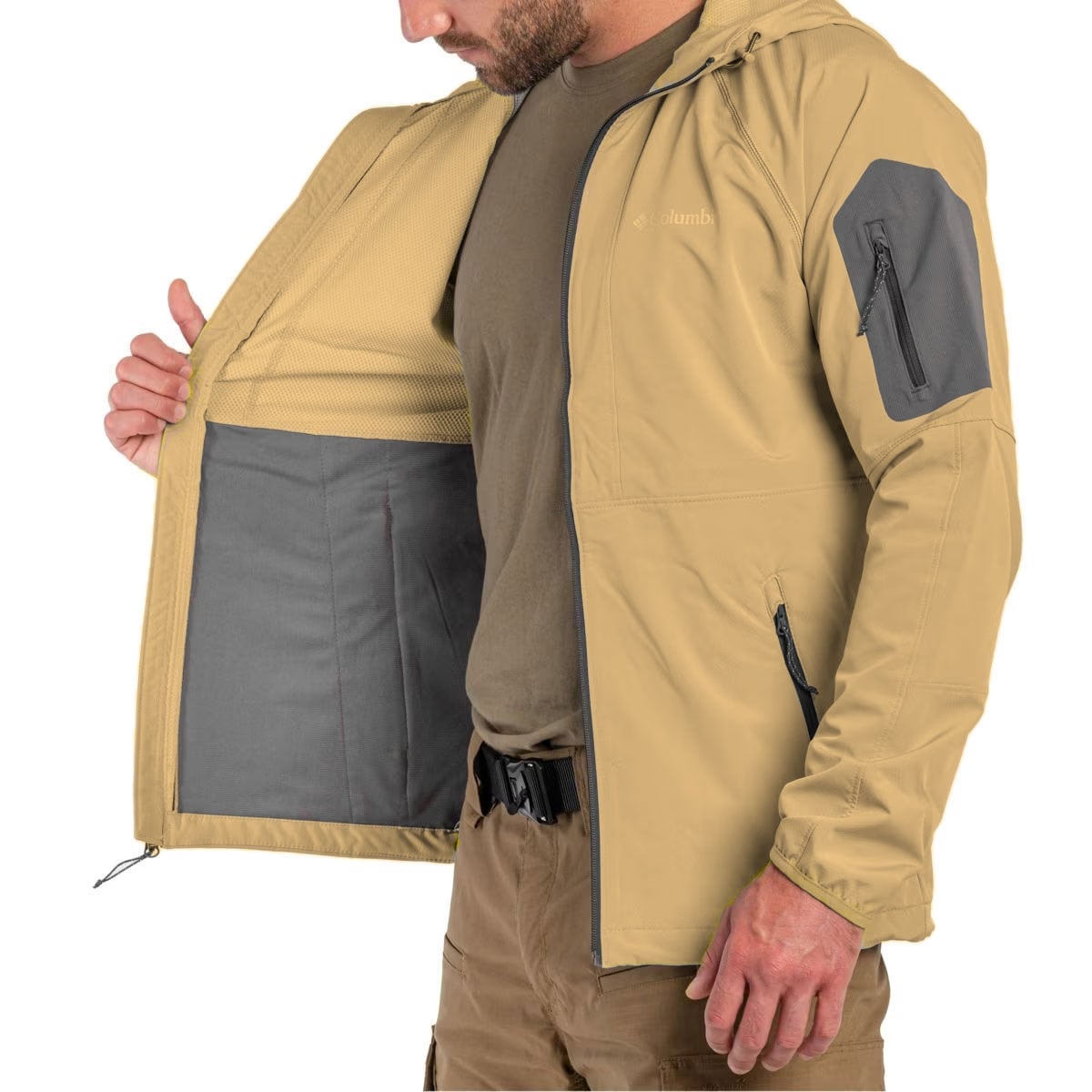 Bunda Columbia Tall Heights Hooded Softshell - Light Camel