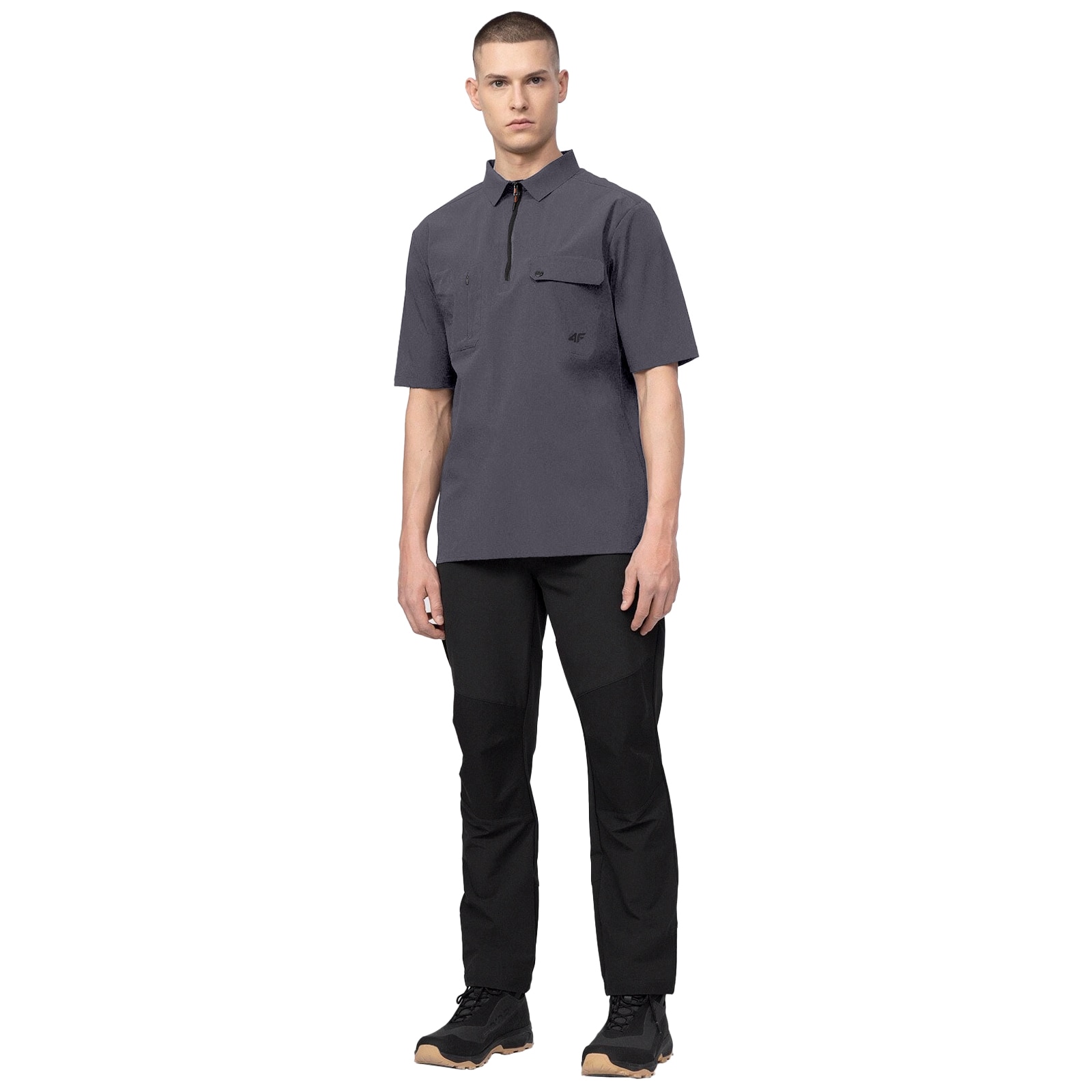 Trekkingová košile 4F KDM060 s krátkým rukávem - Antracitová