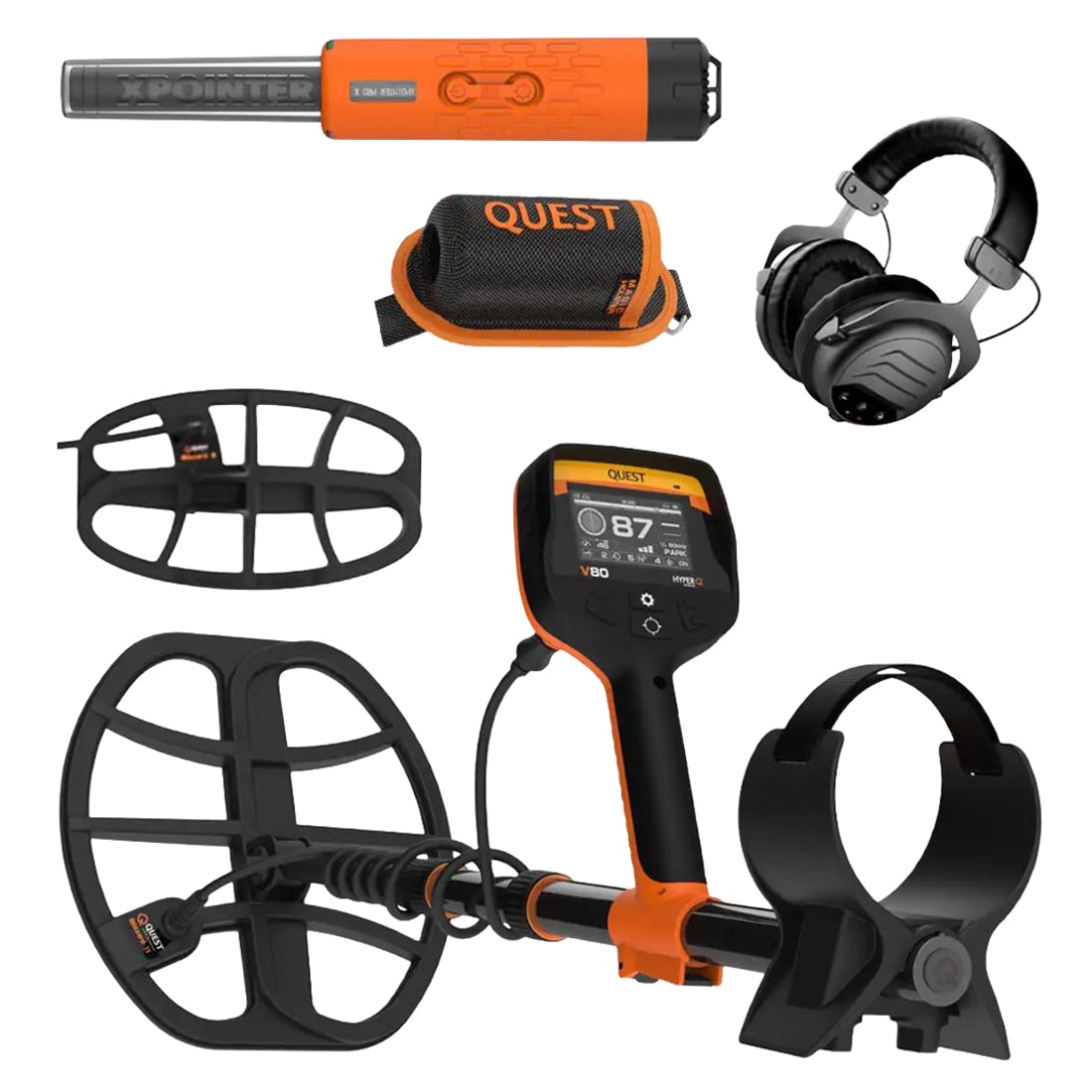 Detektor kovů Quest V80 + cívky Blizzard 9/11 + Xpointer Max - sada