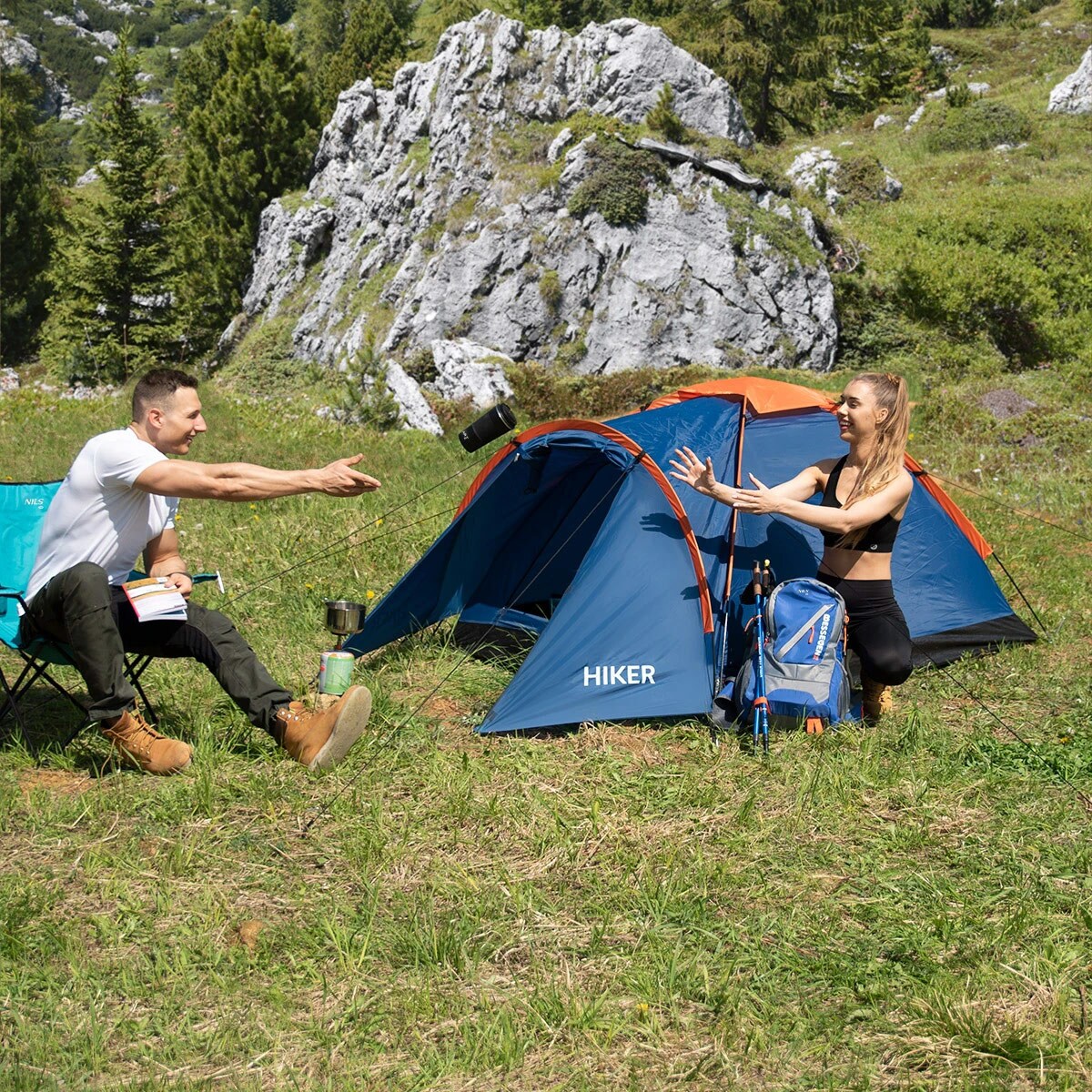 Stan pro 2 osoby Nils Camp Hiker NC6010 – Modrý