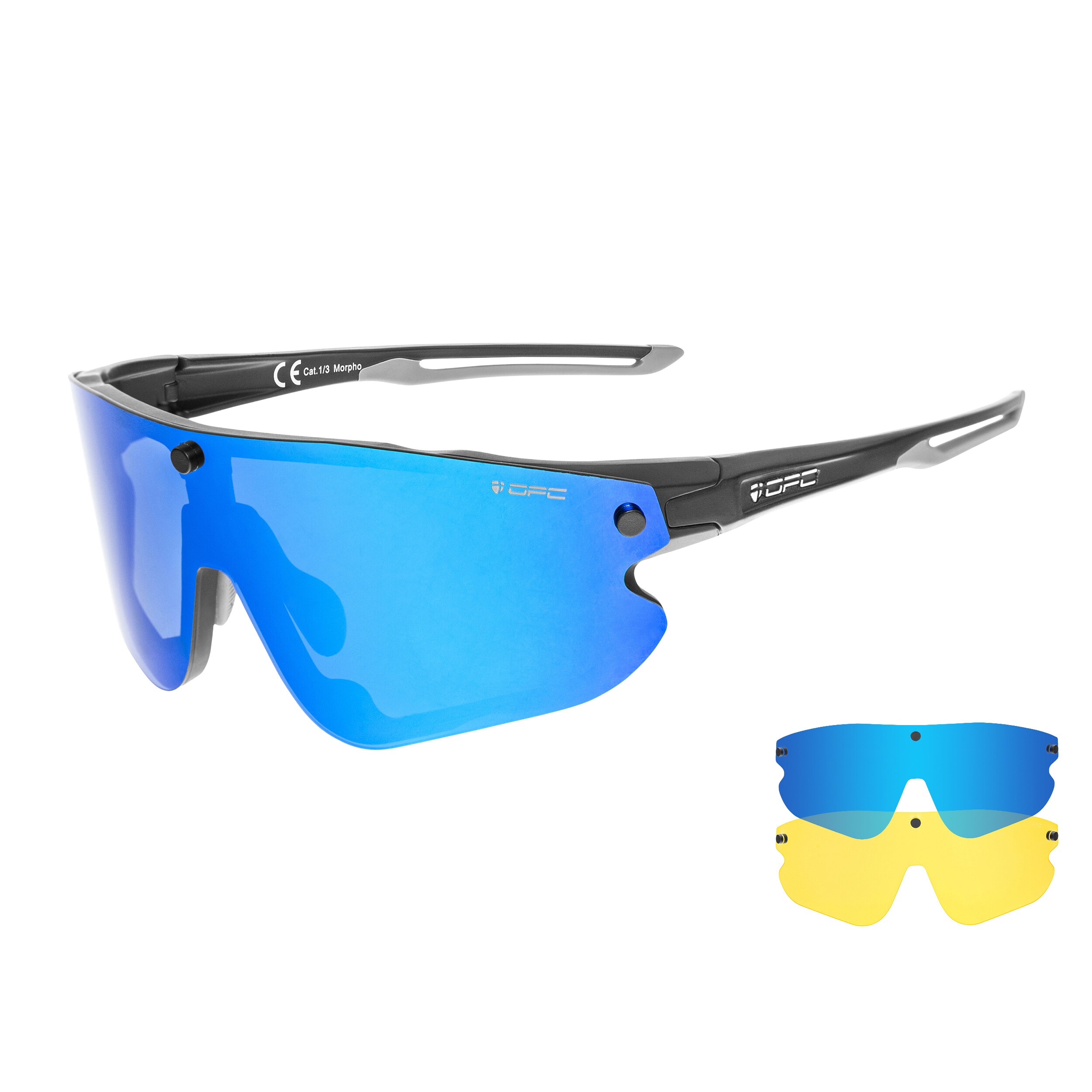 Sluneční brýle OPC All Round Morpho REVO – Matt Black/Blue/Yellow Set