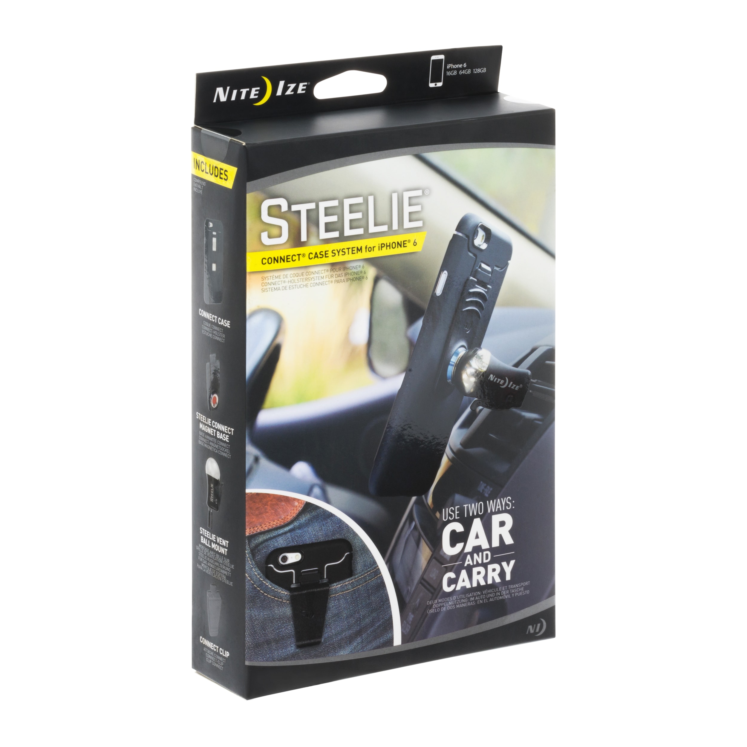 Pouzdro Nite Ize Connect Case iPhone 6 Black s držákem Steelie Vent Ball Mount