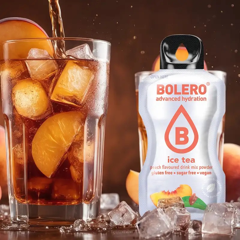 Nápoj v prášku Bolero Ice Tea Peach se stévií 8 g – 12 ks.