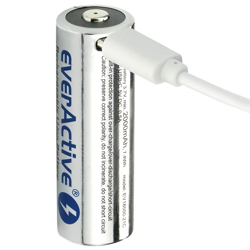 Akumulátor 3,7 V everActive 18500 s ochranou - 2100 mAh