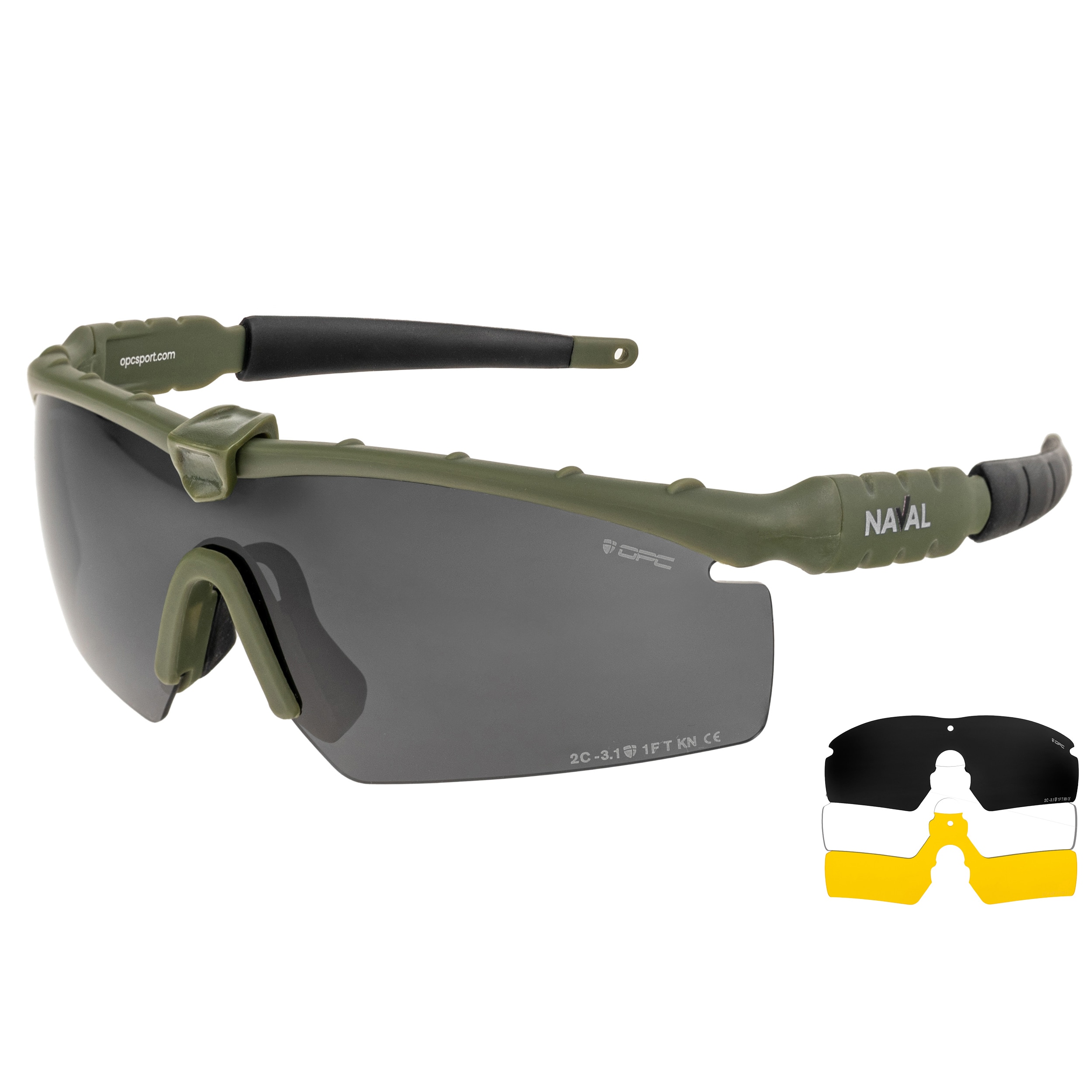 Taktické brýle OPC Tactic Naval Set – Matt Green / Smoke / Yellow