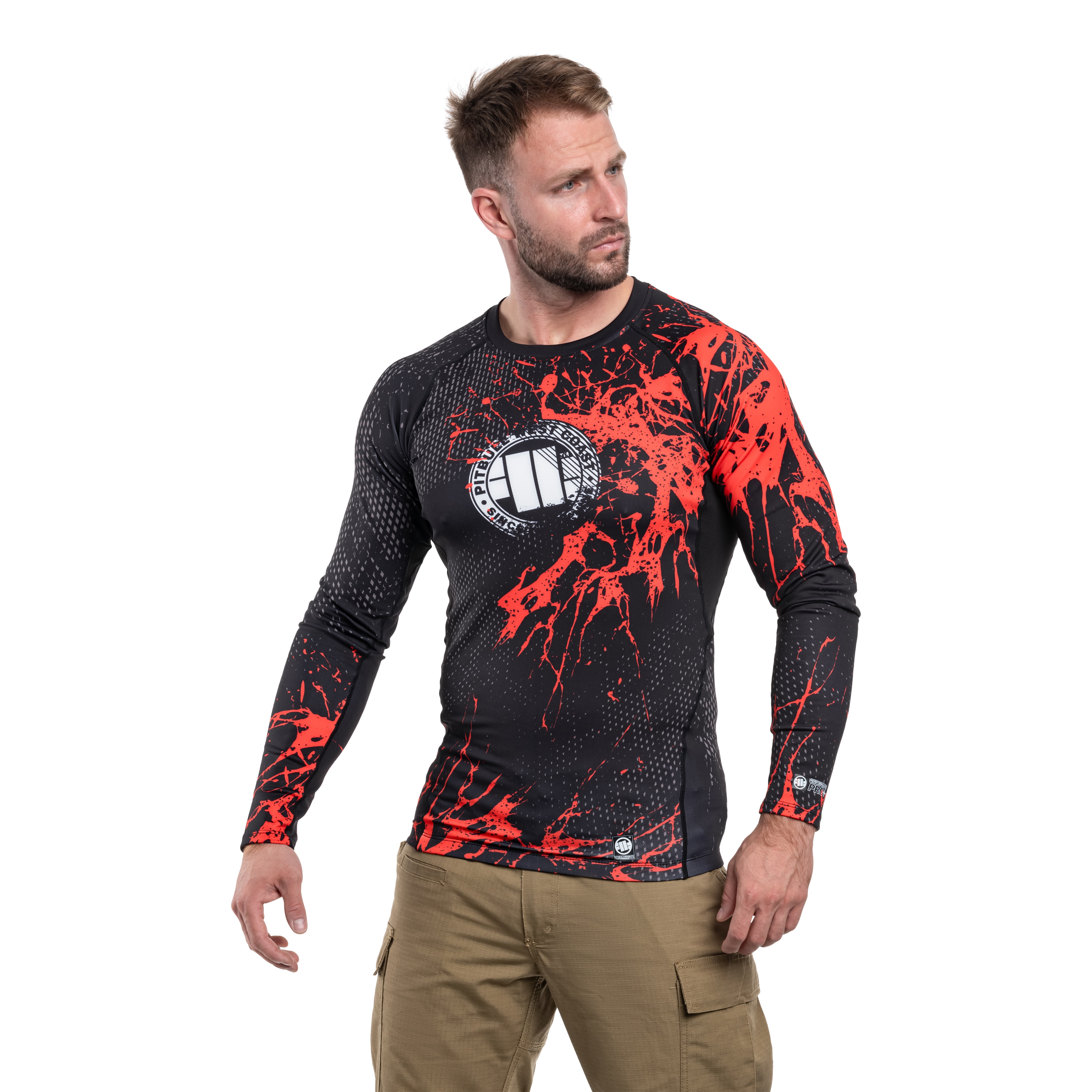 Termoaktivní tričko Pitbull LongSleeve Rashguard Blood Dog II - Black