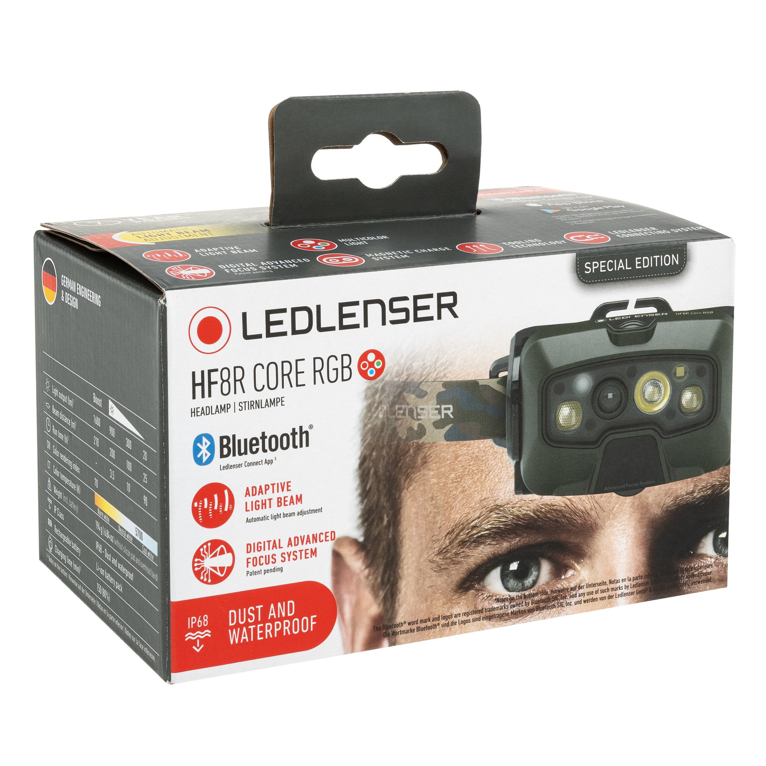 Svítilna čelová Ledlenser HF8R Core RGB Camo - 1600 lumenů