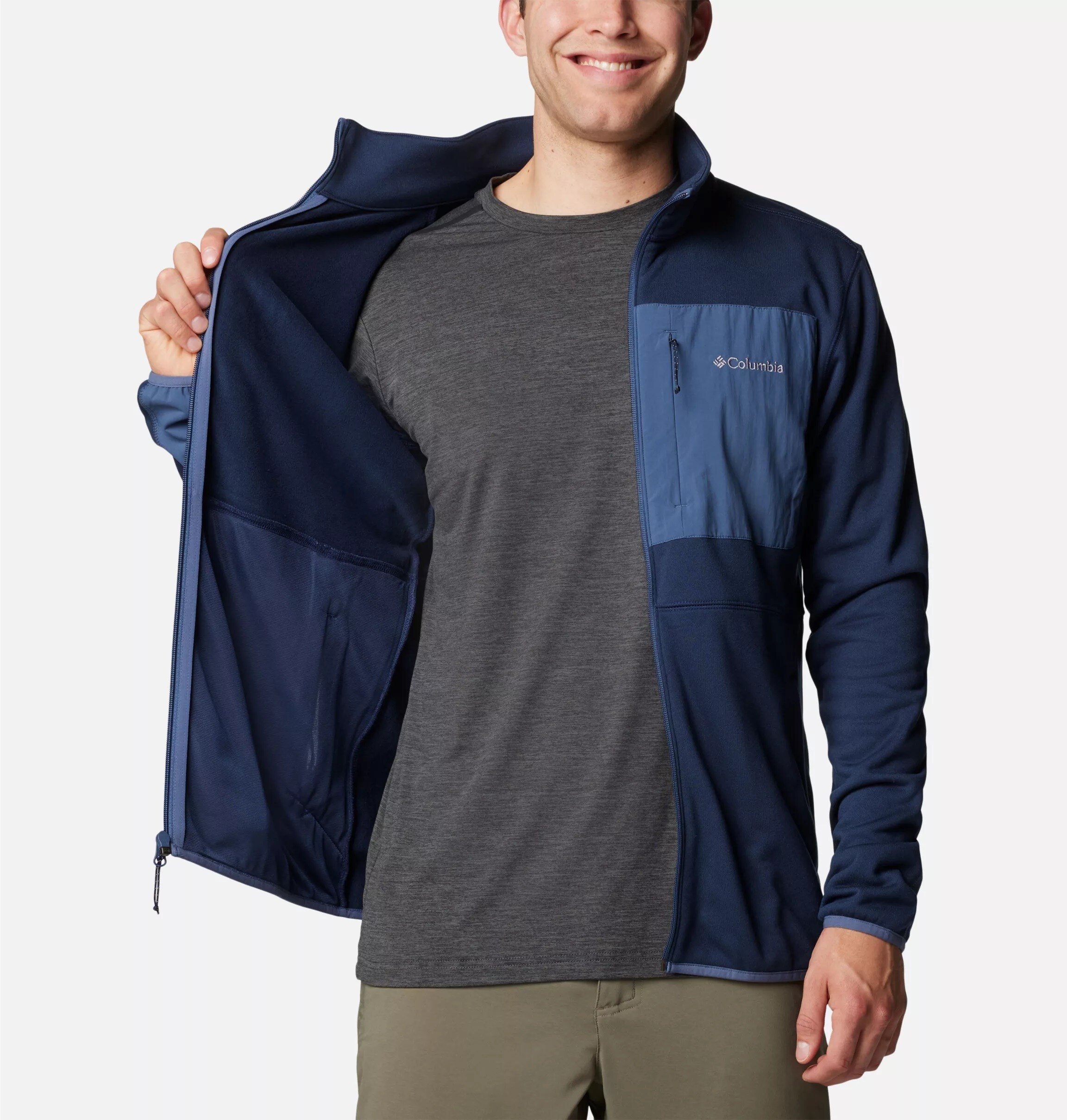 Technická fleesová mikina Columbia Hike II – Collegiate Navy/Dark Mountain