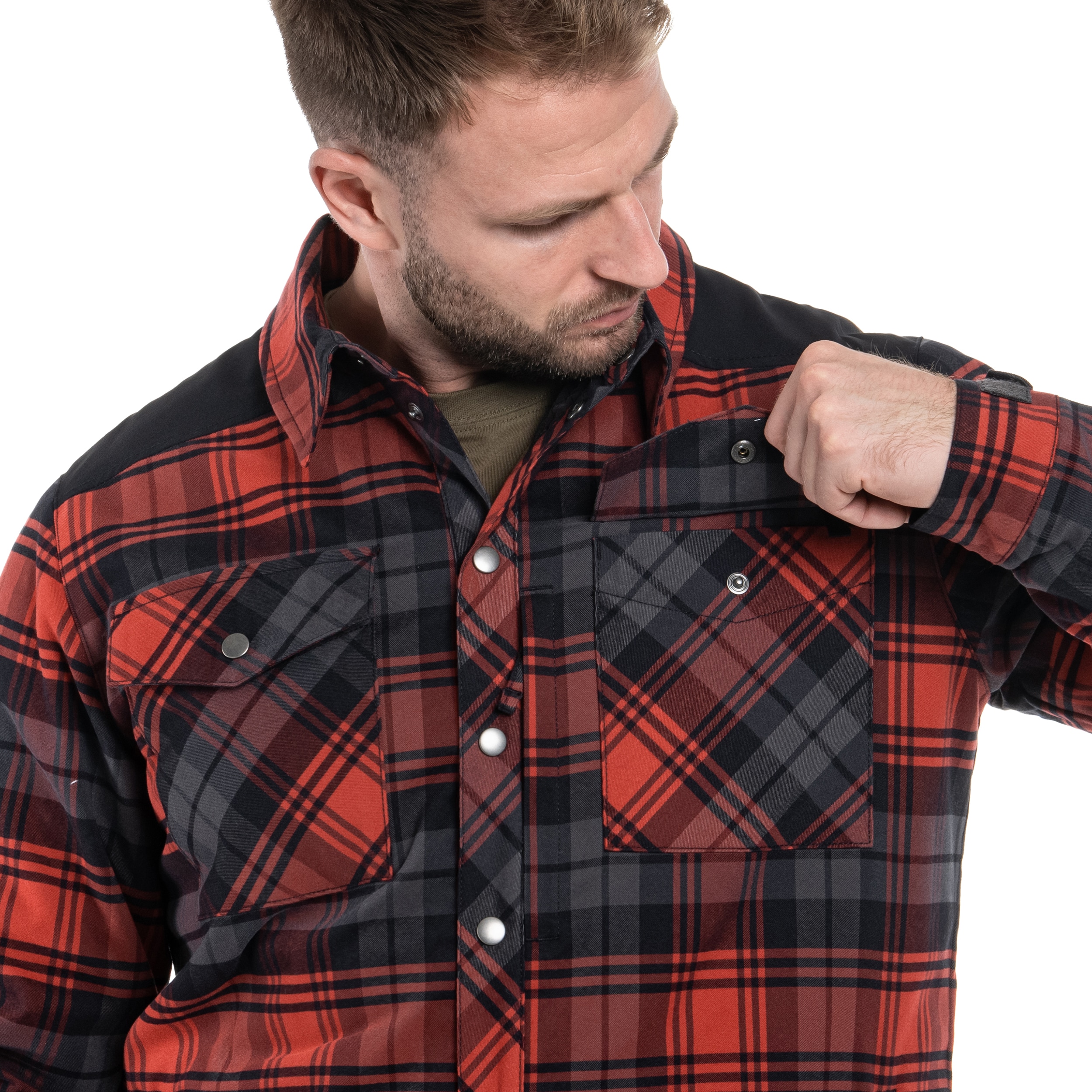 Košile Helikon-Tex Winter Warden Long Sleeve - Slate Crimson Plaid