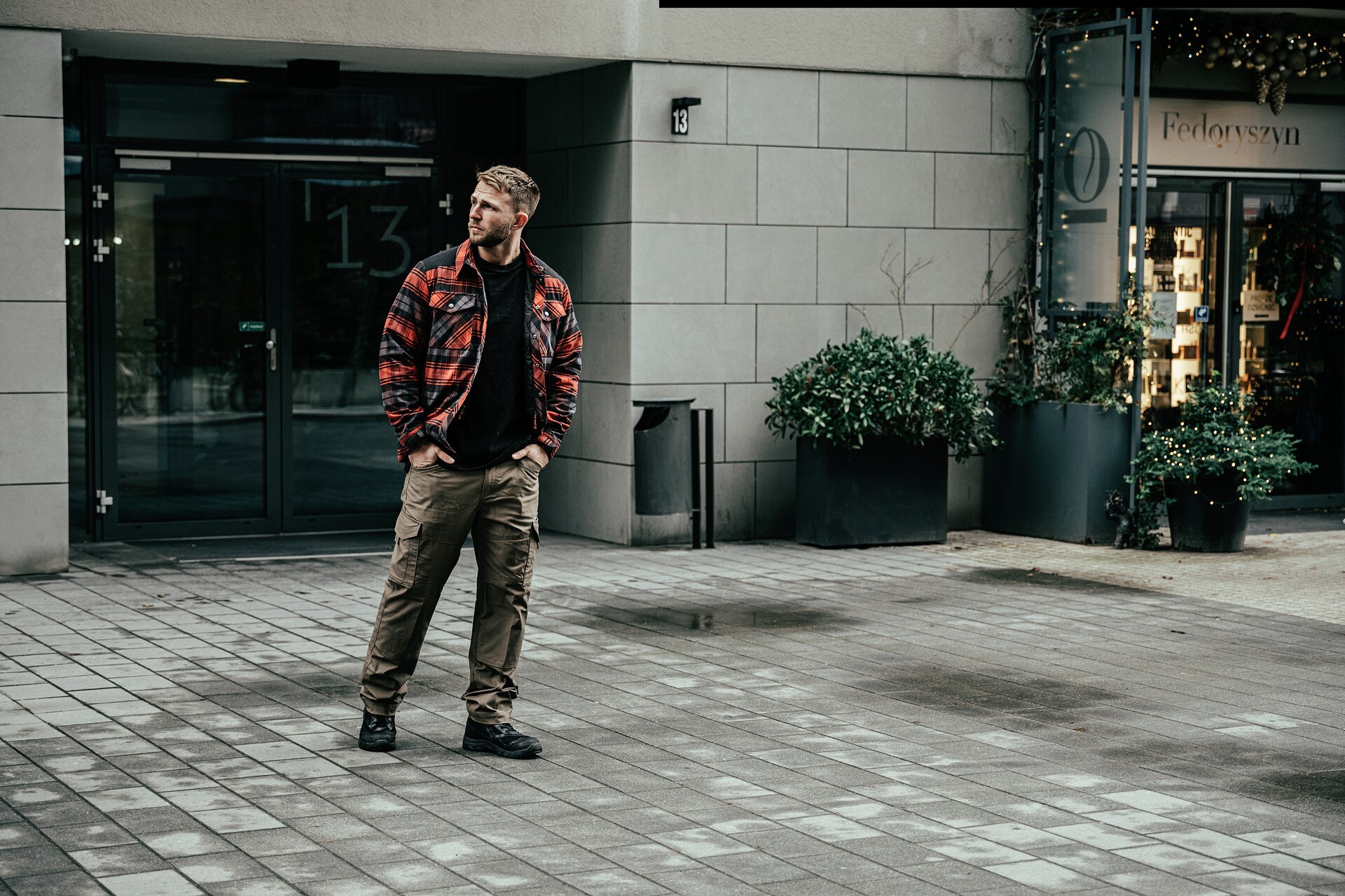 Košile Helikon-Tex Winter Warden Long Sleeve - Slate Crimson Plaid