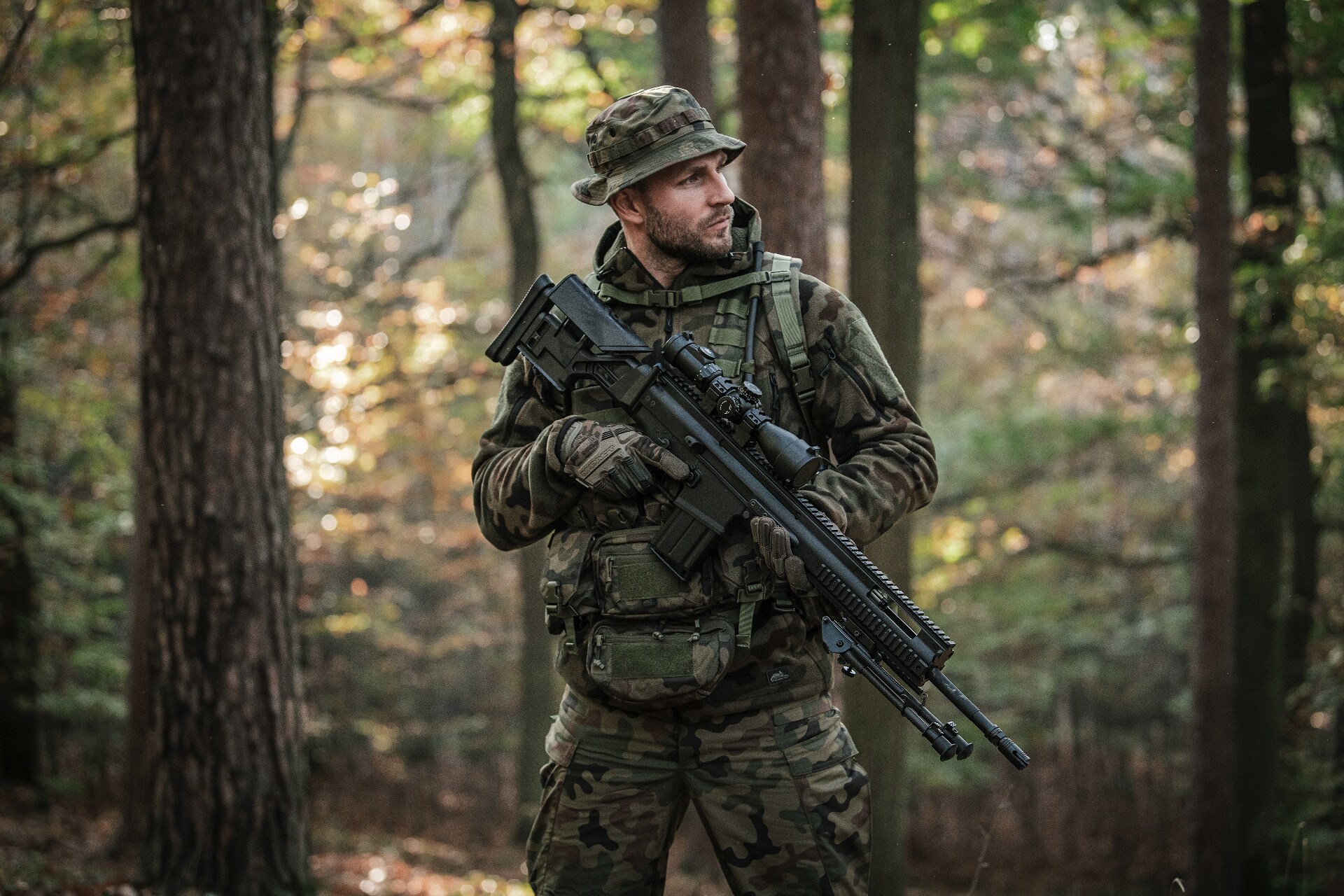 Klobouk Helikon-Tex Boonie Mk2 PolyCotton Stretch Rip-Stop - wz. 93 Pantera PL Woodland