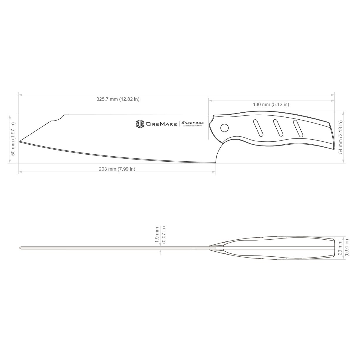 Kuchyňský nůž Oremake Sheepdog Kiritsuke 8