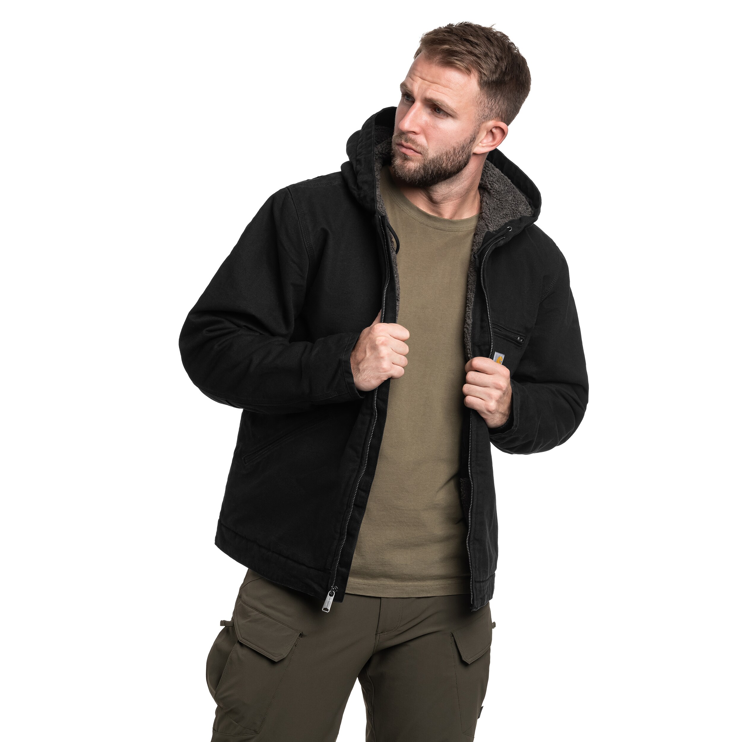 Bunda Carhartt Washed Duck Sherpa Lined - Black