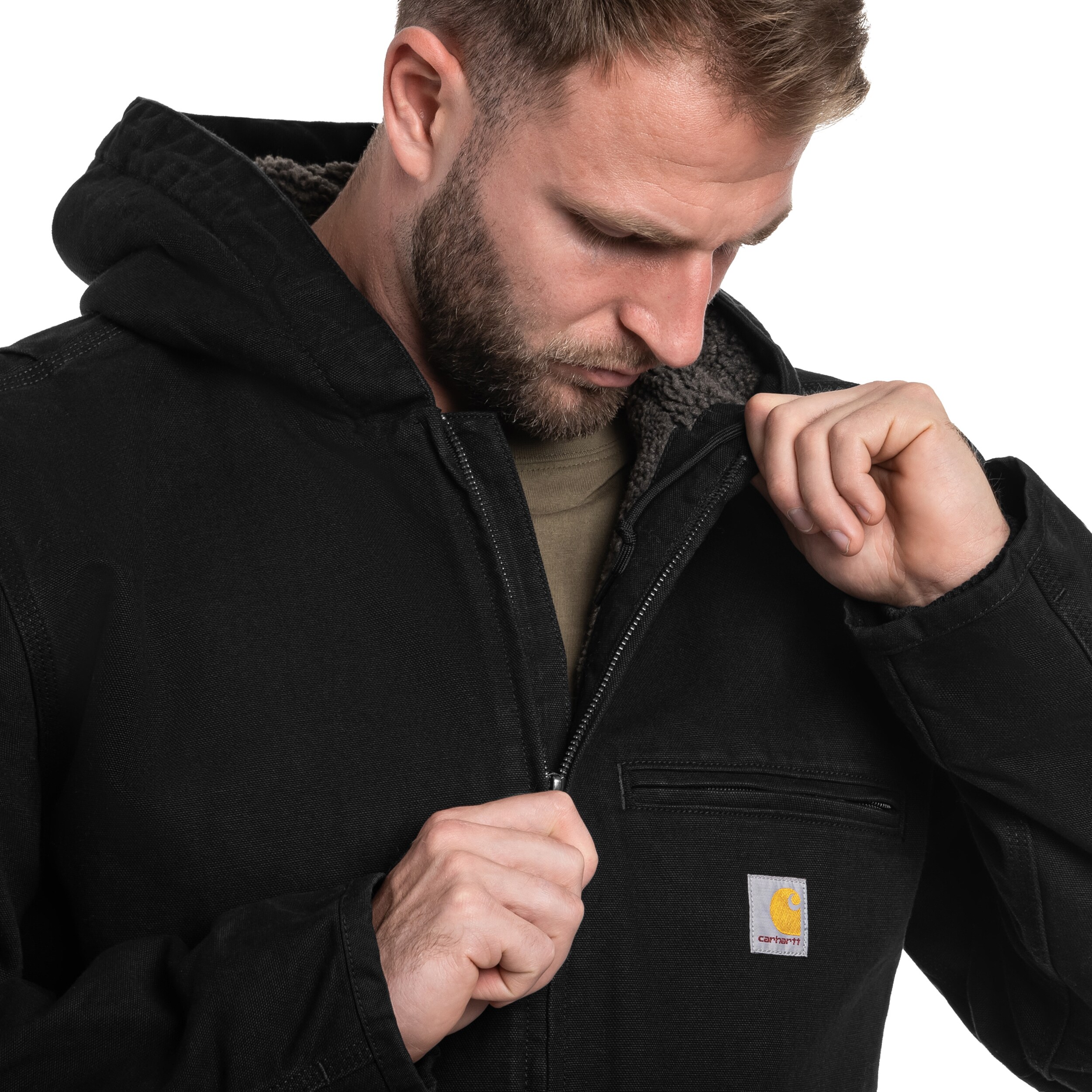 Bunda Carhartt Washed Duck Sherpa Lined - Black