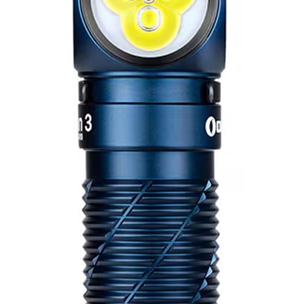 Svítilna čelová a úhlová Olight Perun 3 Midnight Blue s páskem - 3000 lumenů